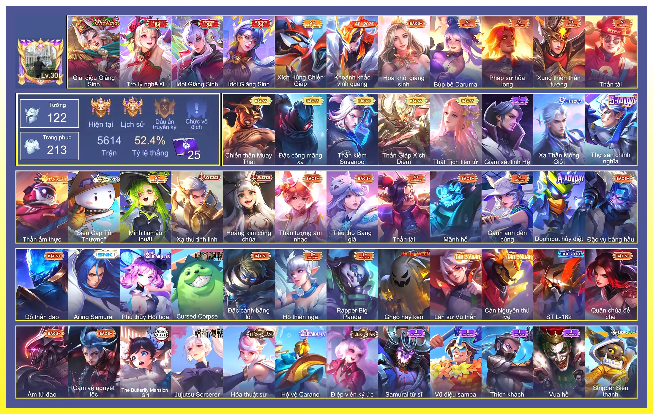 Ngộ Không Thần Giáp Xích Diễm, Raz Chiến thần Muay Thái, Điêu Thuyền Thất Tịch Tiên Tử, Quillen Đặc công mãng xà, Richter Kiếm thần Susanoo…