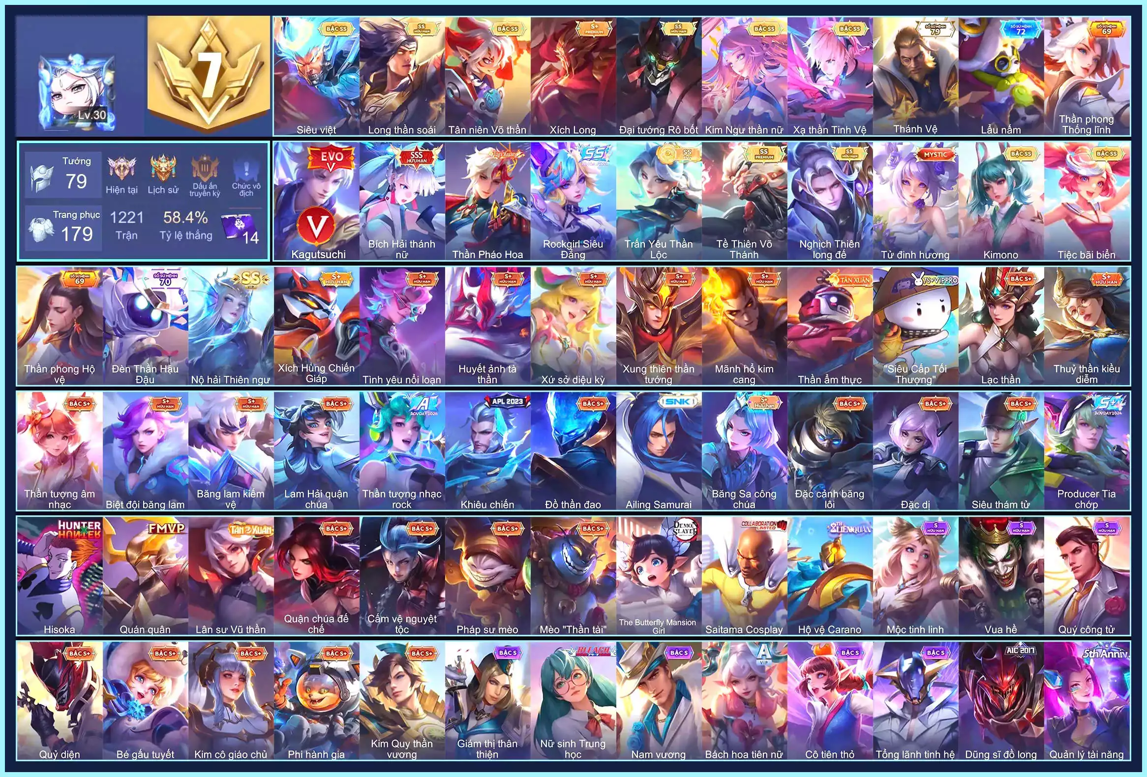 Valhein EVO 5, Airi Bích hải thánh nữ, Yena Trấn Yêu Thần Lộc, Capheny Kimono, Ilumia Nộ hải Thiên ngư, Quillen Nghịch thiên long đế... CHỈ CÀI SDT