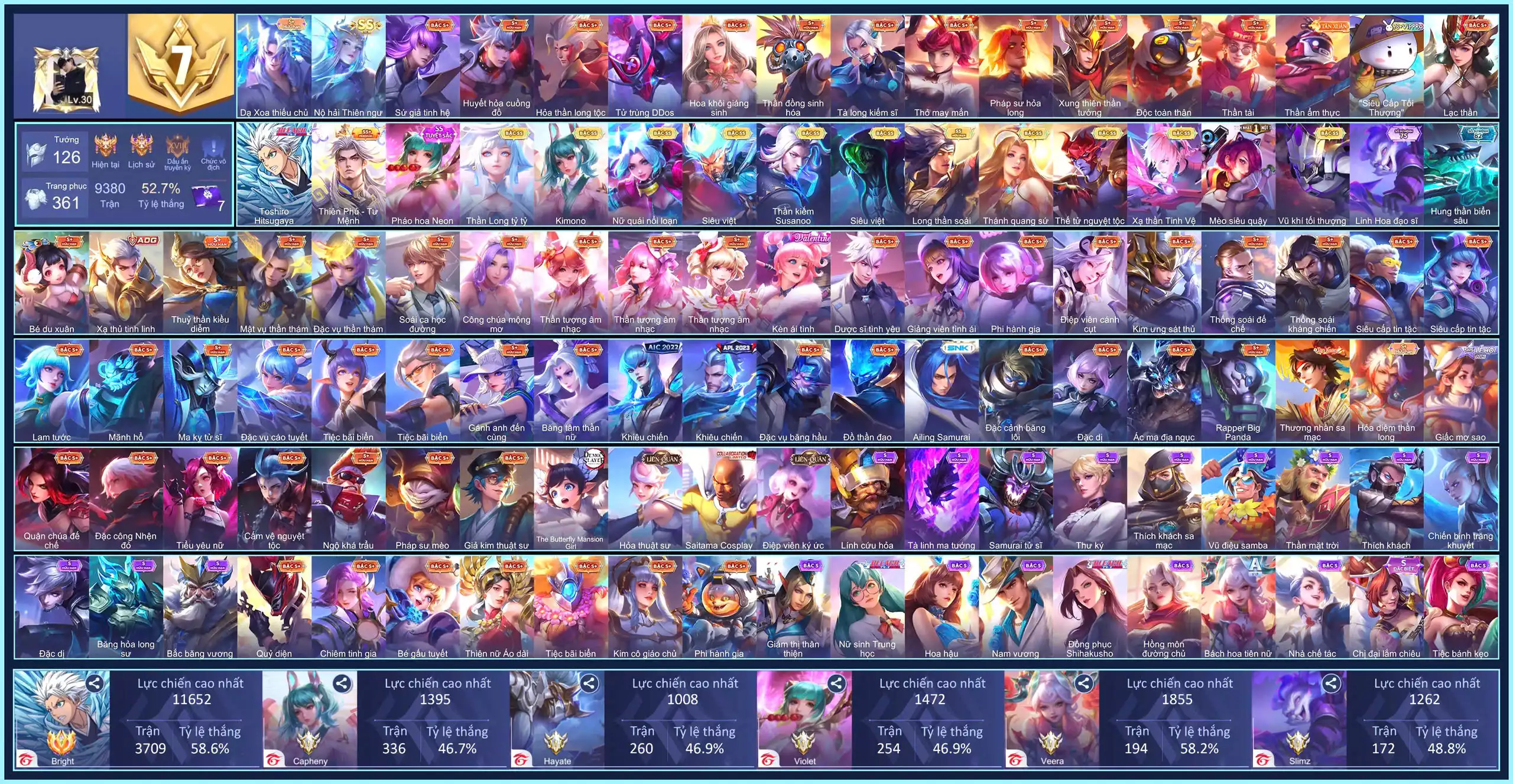 Bolt Baron Thiên Phủ - Tư Mệnh, Bright Toshiro Hitsugaya, Violet Thần long tỷ tỷ...