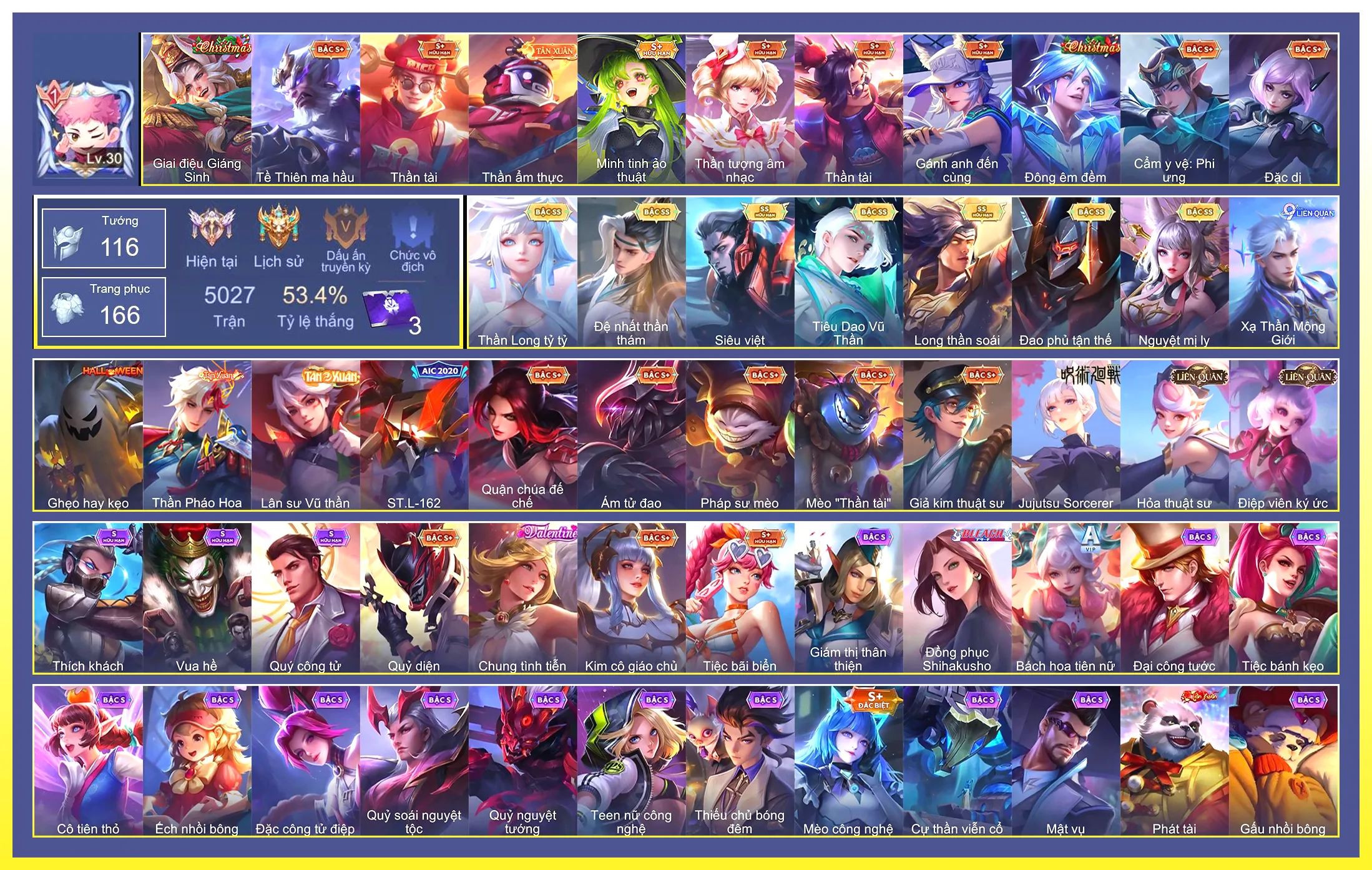Valhein Đệ nhất thần thám, Yorn Long thần soái, Violet Thần long tỷ tỷ, Murad Siêu việt, Tulen Tiêu Dao Vũ Thần, Omen Đao phủ tận thế, Liliana Nguyệt mị ly…