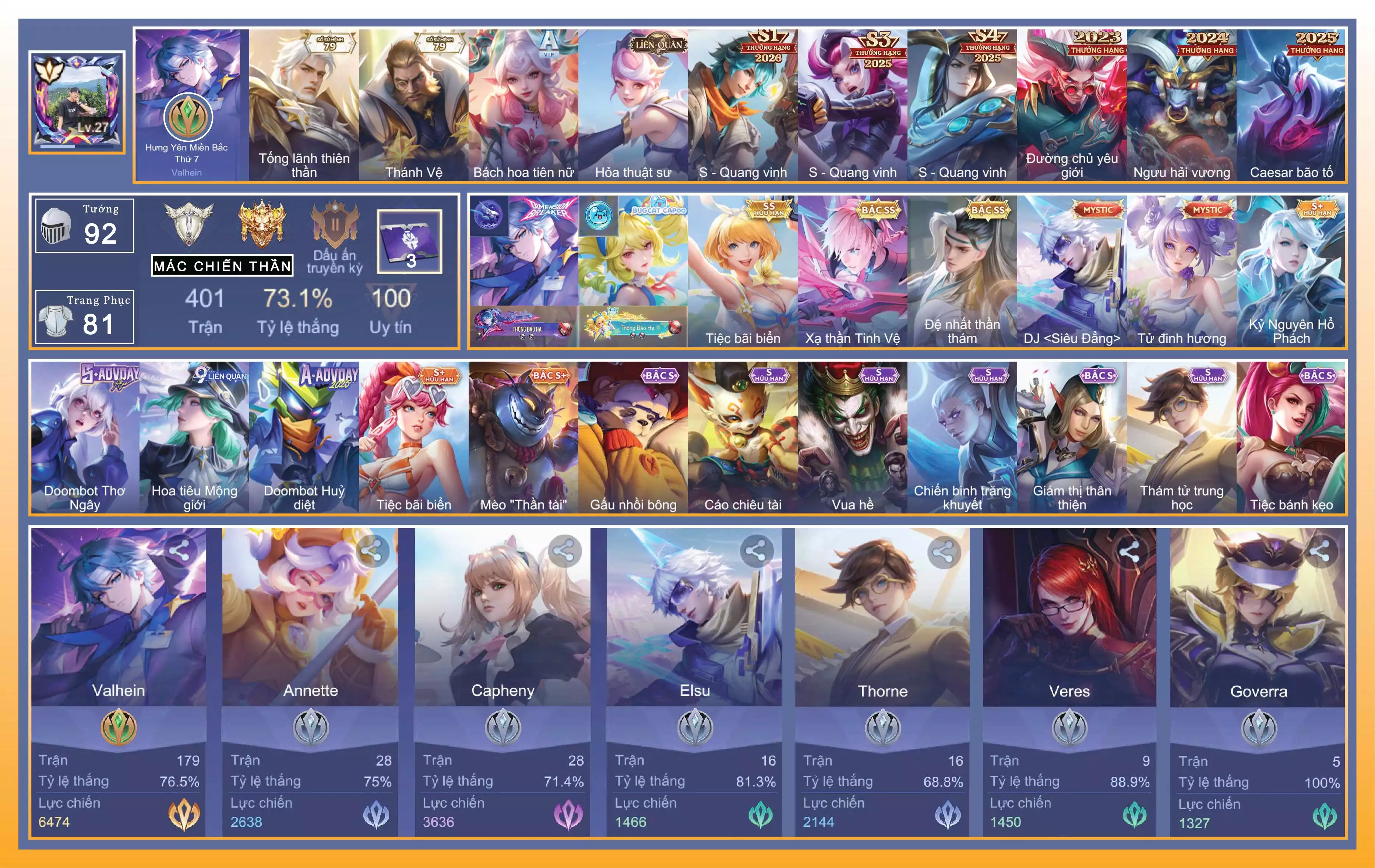 Valhein Thứ Nguyên Vệ Thần, Valhein Đệ nhất thần thám, Violet Tiệc bãi biển, Laville Xạ Thần Tinh Vệ ...