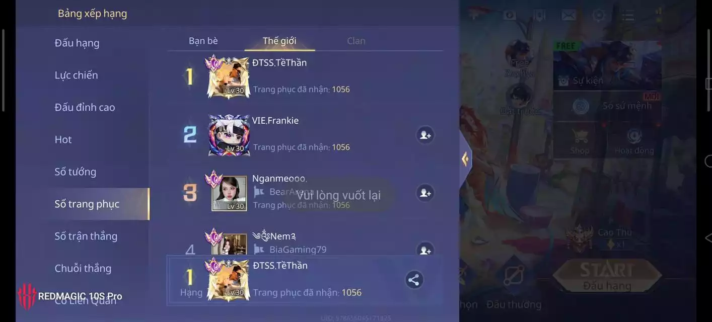 Ảnh 🔥FULL SKIN🔥 FULL 31 ẤN CAO THỦ, TOP1 BẢNG XẾP HẠNG, MÁC THÁCH ĐẤU, ĐỔI ĐƯỢC AVATAR, GỐC GARENA, KHÔNG LIÊN KẾT FB