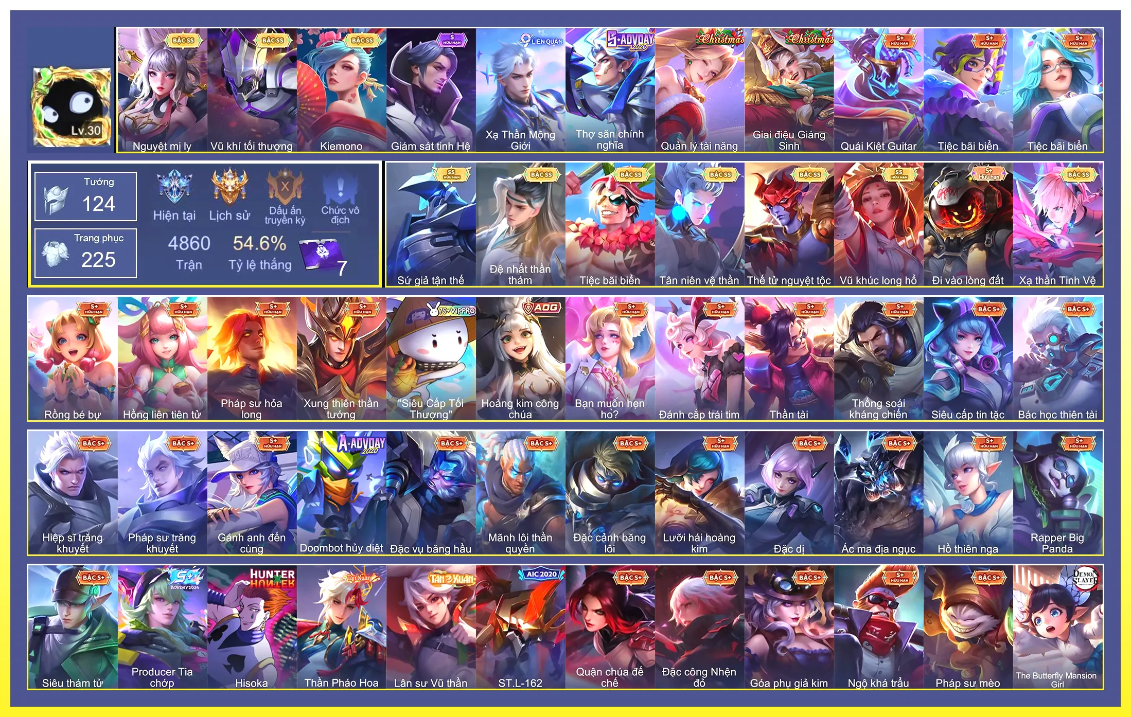 Valhein Vũ khí tối thượng, Valhein Đệ nhất thần thám, Yorn Thế Tử Nguyệt Tộc, Laville Xạ Thần Tinh Vệ, Tulen Tân niên vệ thần, Elsu Sứ giả tận thế, Lữ Bố Tiệc Bãi Biển, Liliana Nguyệt mị ly, Airi Kiemono, Arum Vũ khúc long hổ…