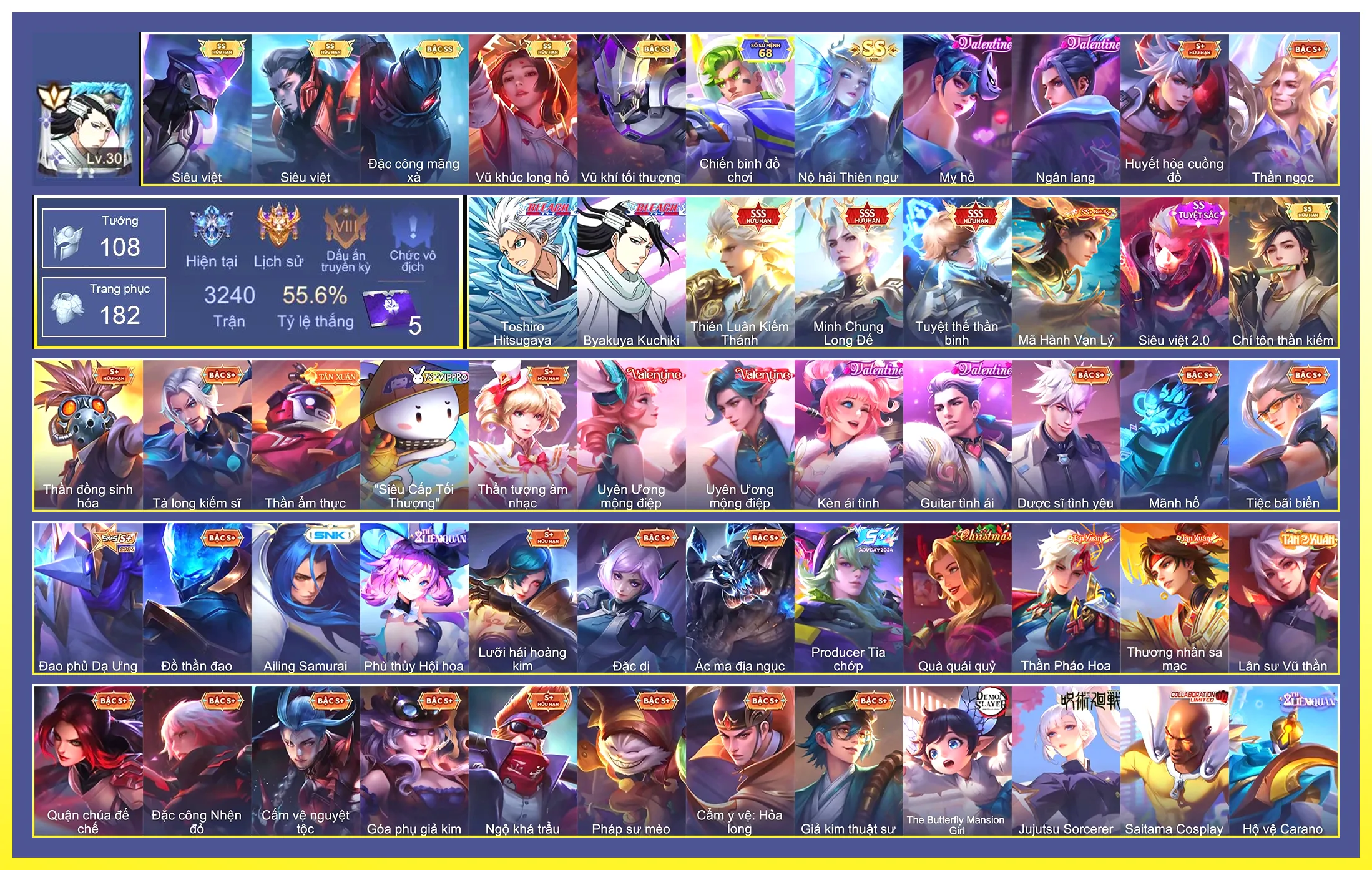 Murad Byakuya Kuchiki, Bright Toshiro Hitsugaya,Triệu Vân Minh Chung Long Đế, Murad Tuyệt thế thần binh, Murad Thiên Luân Kiếm Thánh…