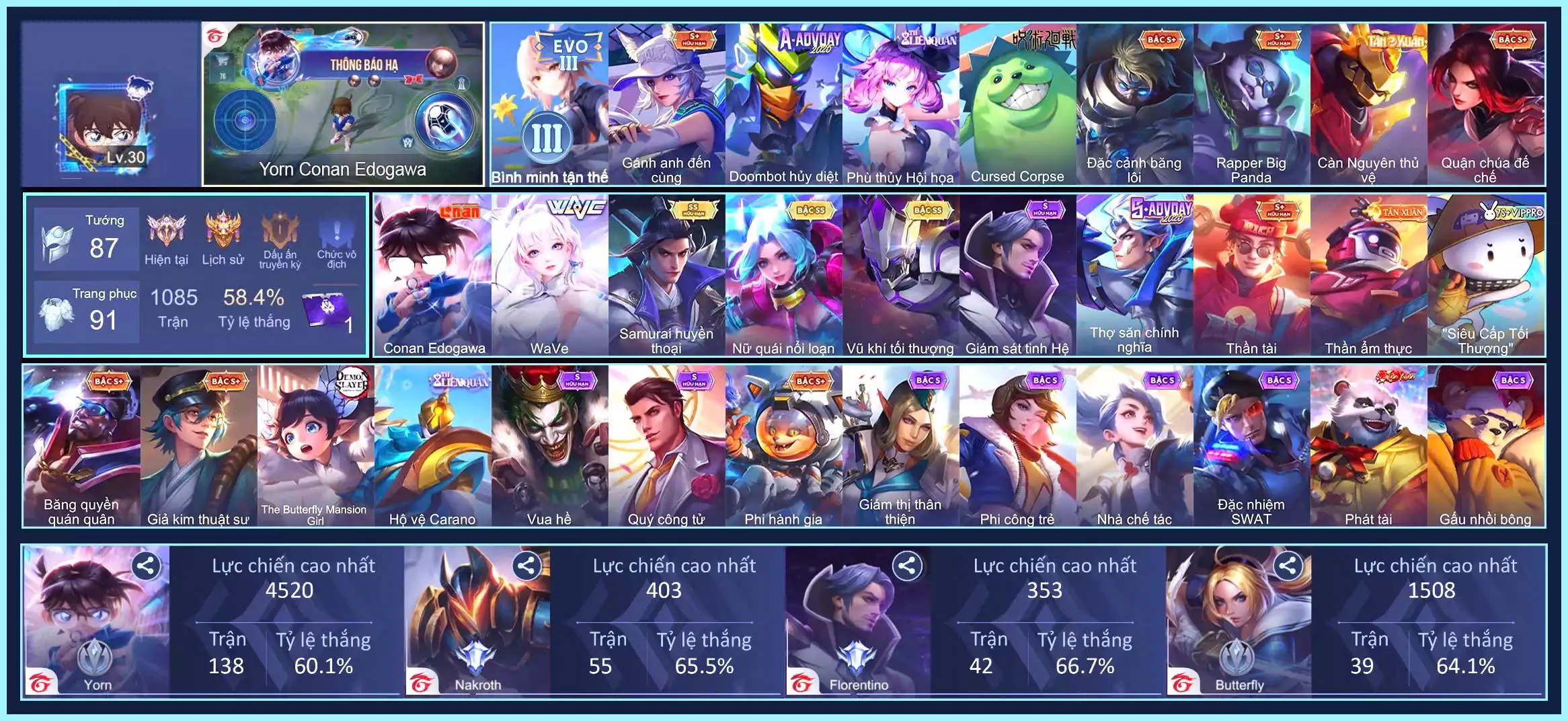 Yorn Conan Edogawa, Valhein Vũ khí tối thượng, Butterfly Nữ Quái Nổi Loạn, Ryoma Samurai Huyền thoại, Điêu Thuyền WaVe...