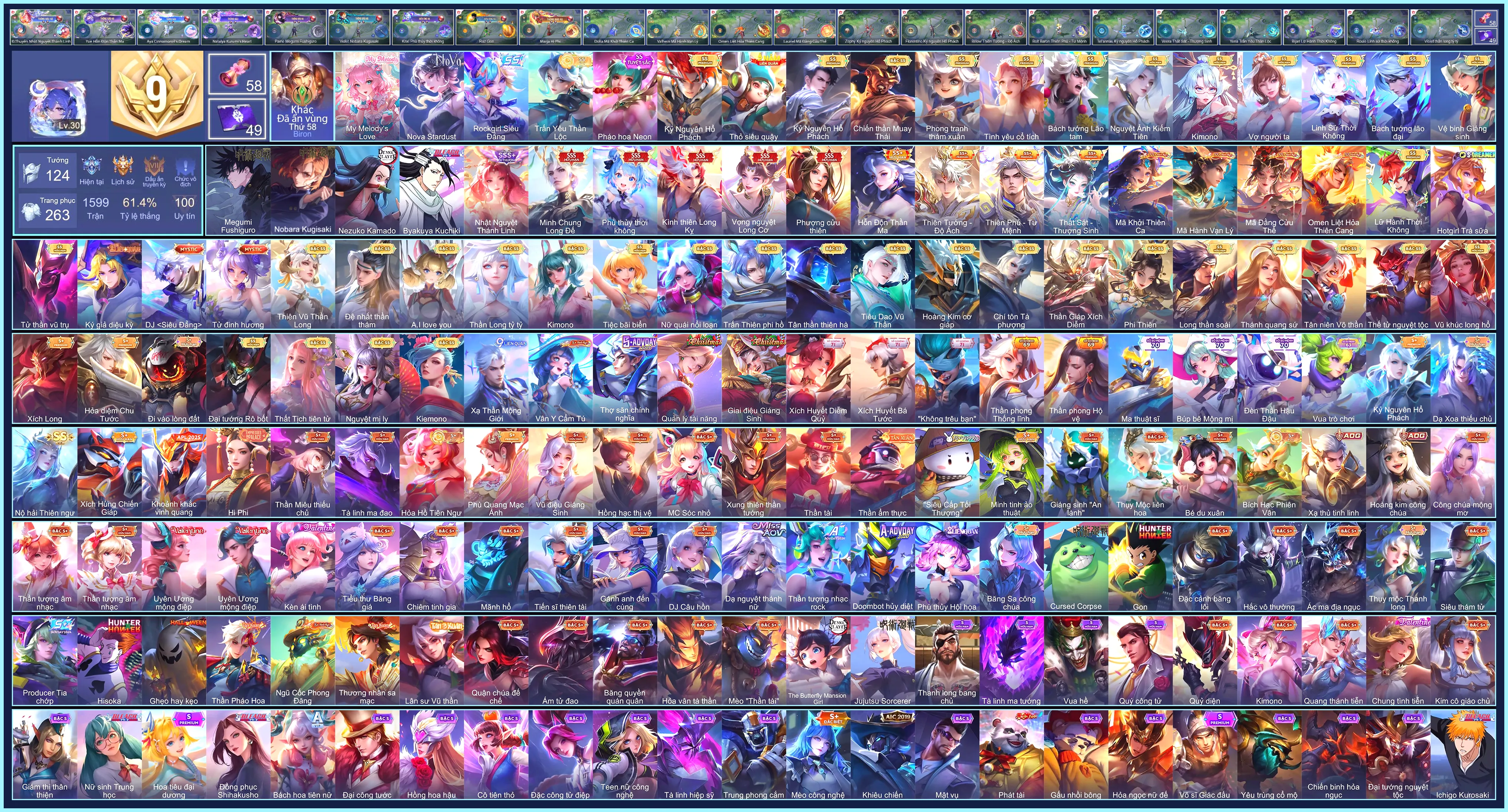 (VIP 9) 6 SKIN SSS, Violet Nobara Kugisaki, Murad Byakuya Kuchiki, Keera Nezuko Kamado, Paine Megumi Fushiguro
