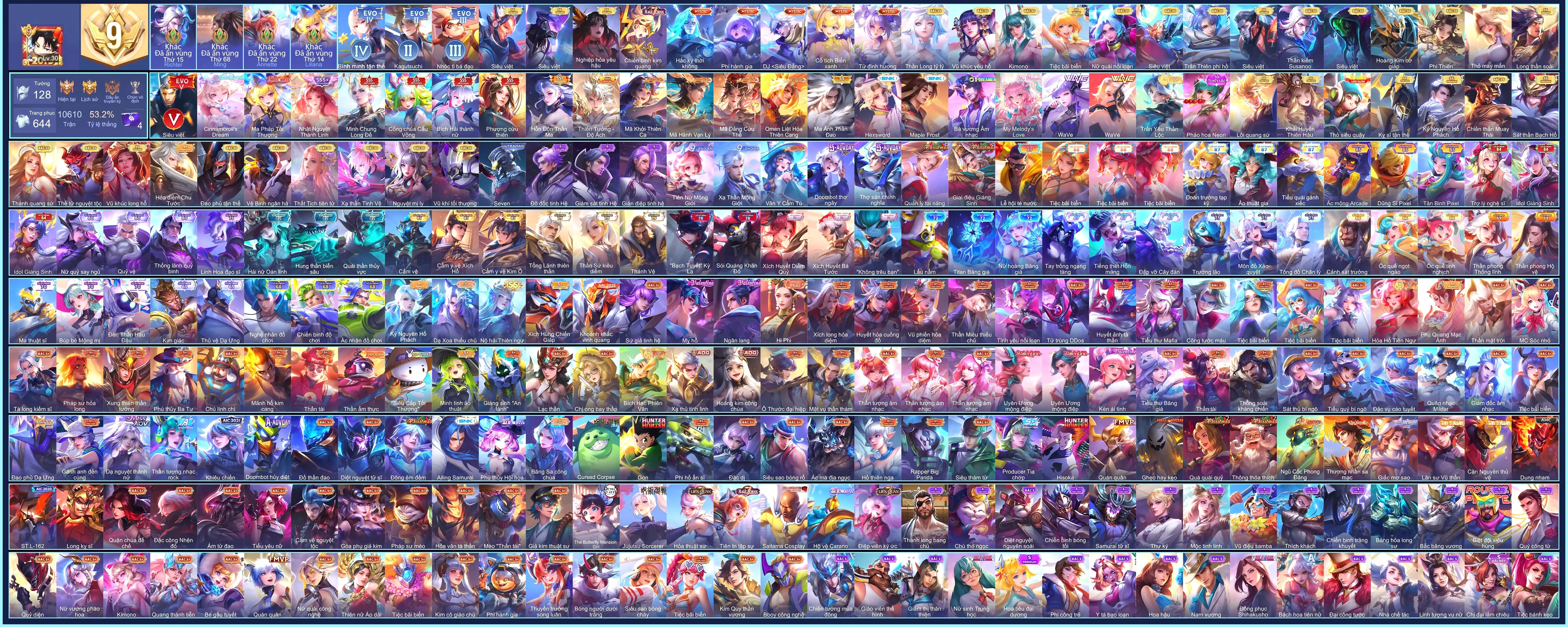 (VIP 9) MÁC CHIẾN THẦN, Aya Cinnamorolls Dream, Charlotte Hexsword, Triệu Vân Minh Chung Long Đế, Butterfly Phượng Cửu Thiên, Điêu Thuyền Nhật Nguyệt Thánh Linh, Liliana Ma Pháp Tối Thượng, Airi Bích hải thánh nữ, Aya Công chúa cầu vồng...