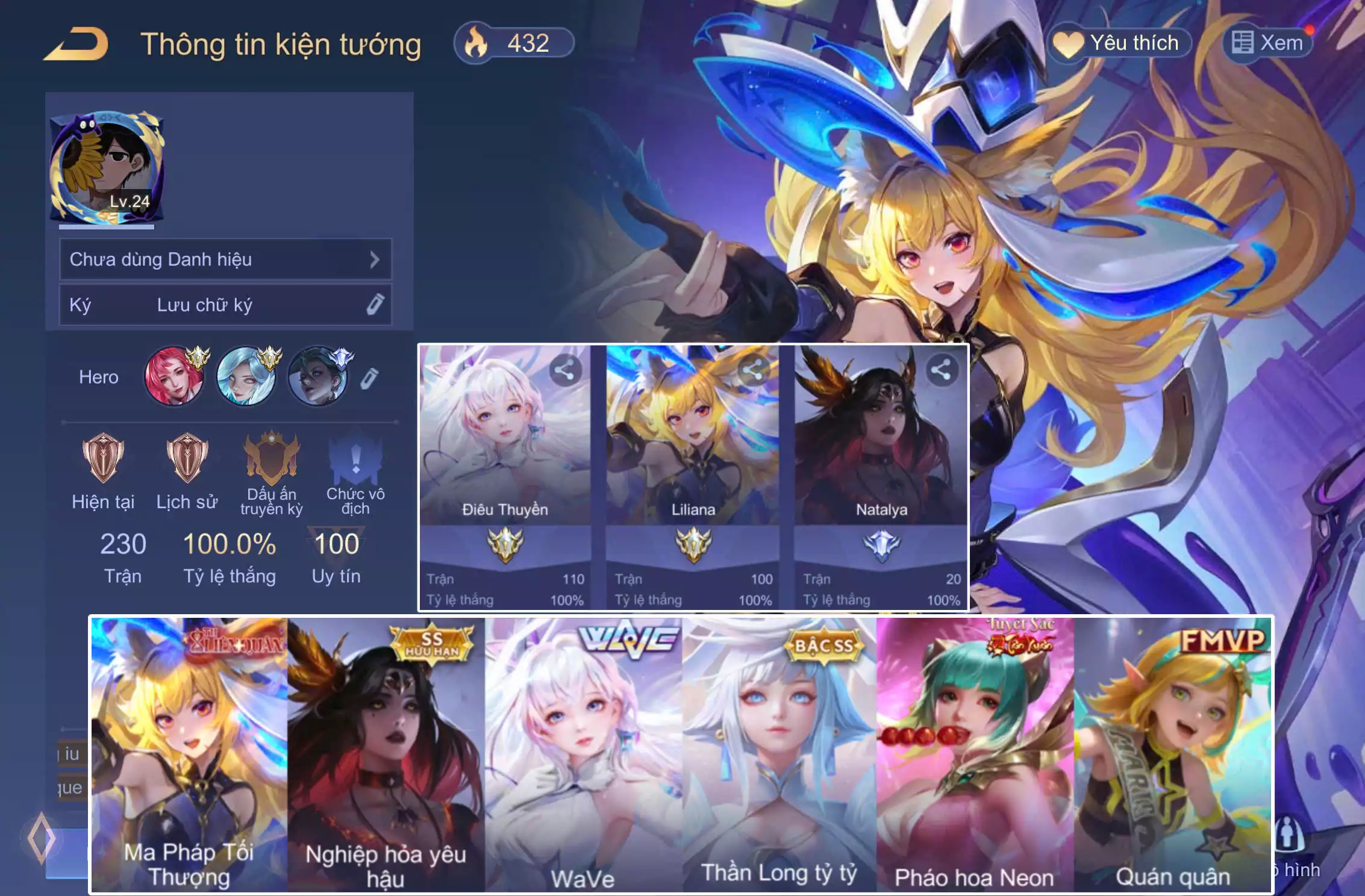 ACC REG CHUYÊN NỮ: Liliana Ma Pháp Tối Thượng, Qi Annie Leonhart, Natalya nghiệp hỏa yêu hậu, Điêu Thuyền WaVe, Violet Thần long tỷ tỷ... TRẮNG THÔNG TIN