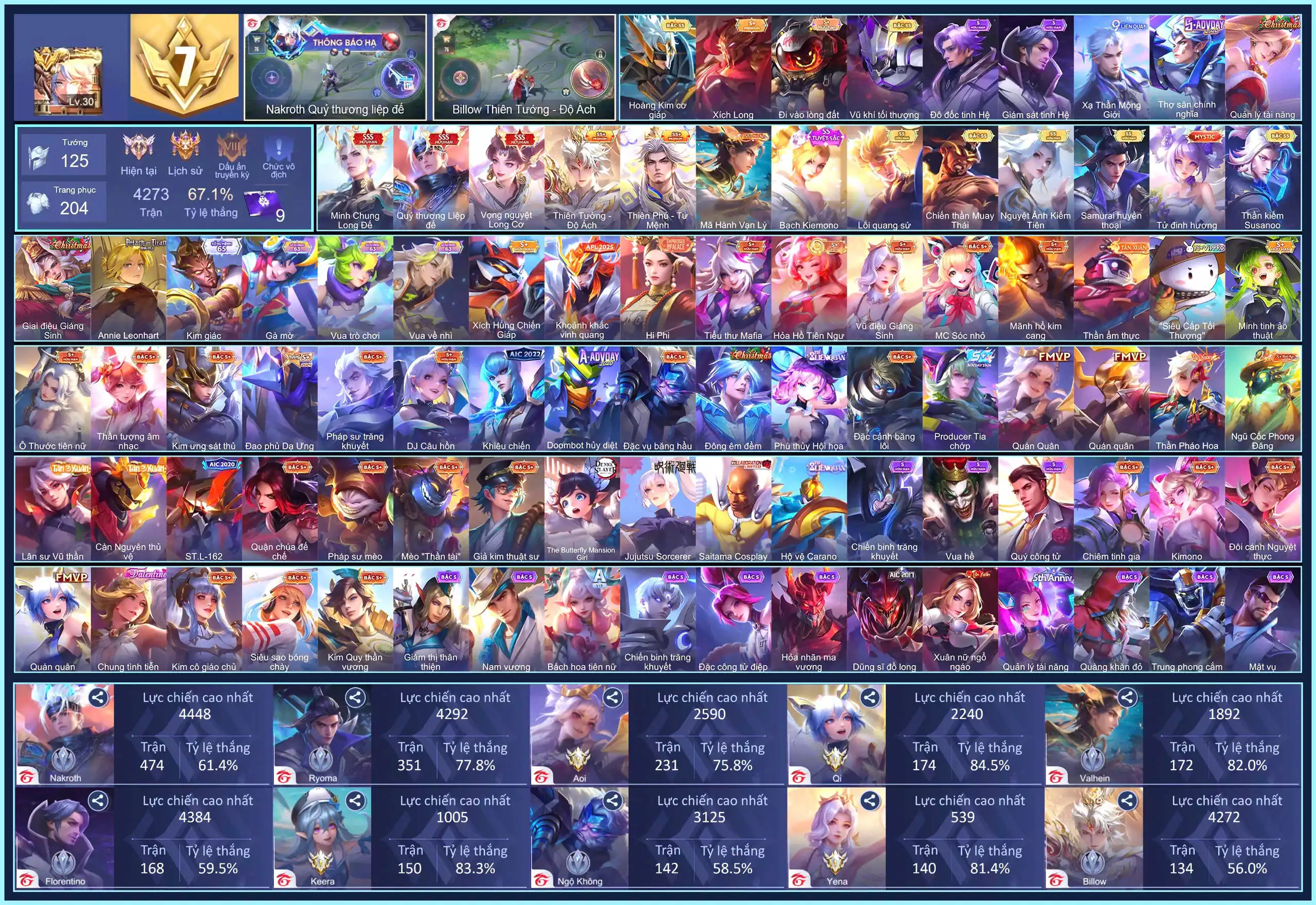Violet Vọng nguyệt Long Cơ, Nakroth Quỷ Thương Liệp Đế, Triệu Vân Minh Chung Long Đế... CHỈ CÀI SDT
