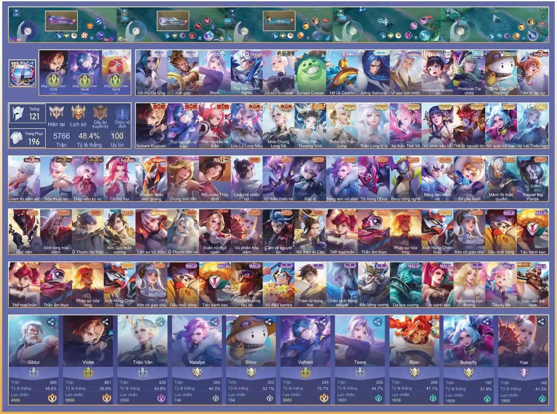 Valhein Thứ Nguyên Vệ Thần, Triệu Vân Minh Chung Long Đế, Violet Thứ nguyên vệ thần, Veres Lưu ly Long mẫu, Veera Thất Sát - Thượng Sinh, Violet Thần long tỷ tỷ,..