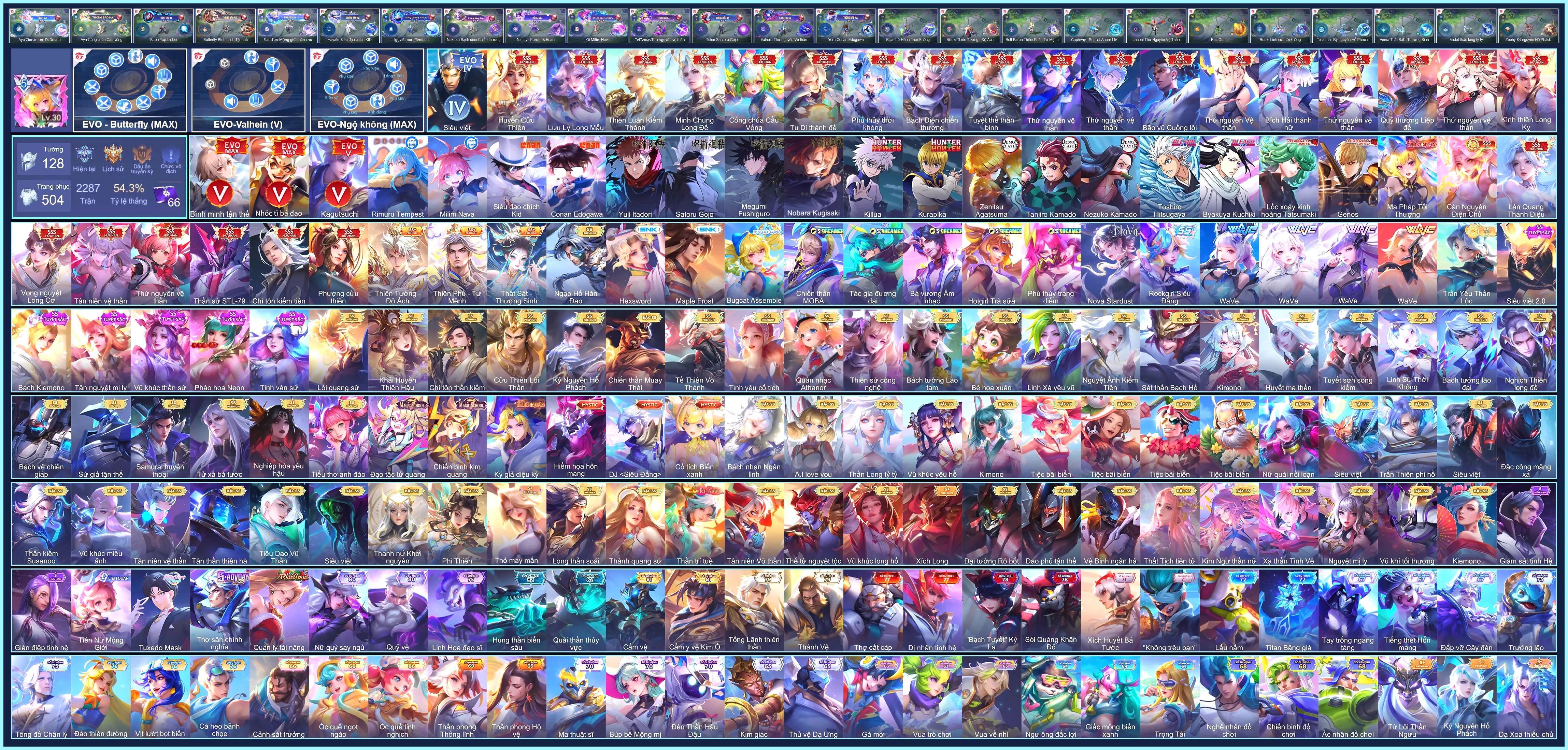 SIÊU PHẨM: Khỉ 5 max, Butter 5 max, Valhein 5 max, 27 SSS, 78 SS, 20 Anime VIP... CHỈ CÀI SDT