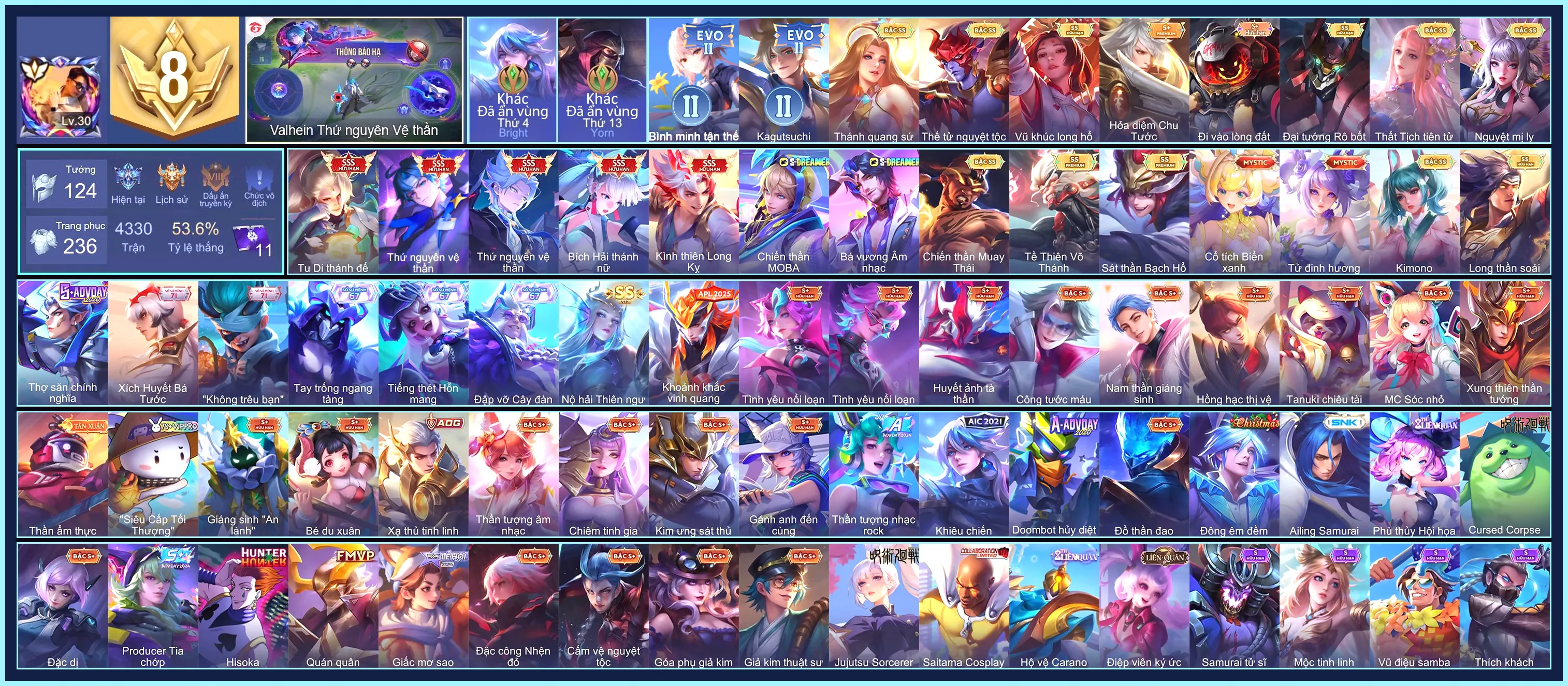 (VIP 8) Valhein Thứ Nguyên Vệ Thần, Hayate Tu Di Thánh Đế, Nakroth thứ nguyên vệ thần, Airi Bích hải thánh nữ, Bijan Kình thiên Long Kỵ... CHỈ CÀI SDT