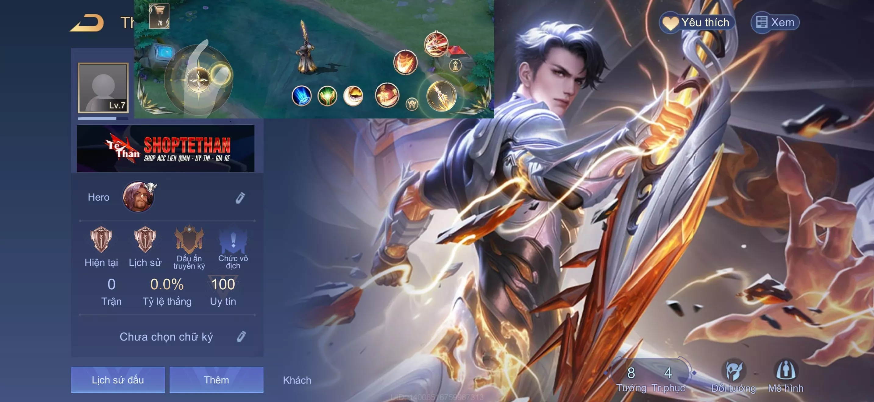 [SALE] ACC REG: Florentino kỷ nguyên hổ phách có nút bấm, sẳn tướng, free đổi tên, trắng thông tin