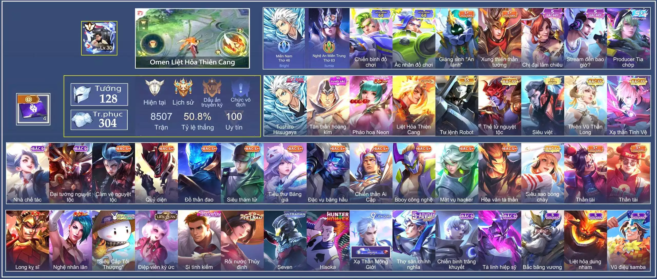 Bright Toshiro Hitsugaya, Murad Siêu việt, Tulen Tân thần hoàng kim, TelAnnas Thiên Vũ Thần Long, Laville Xạ Thần Tinh Vệ, Omen Liệt Hoả Thiên Cang