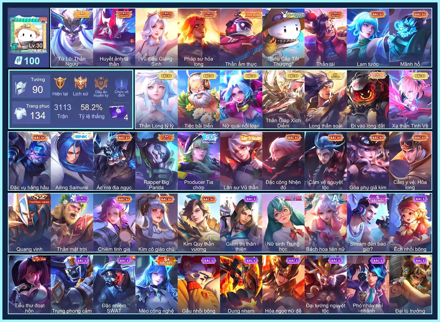 Yorn Long thần soái, Gildur Tiệc Bãi Biển, Violet Thần long tỷ tỷ, Butterfly Nữ Quái Nổi Loạn, Ngộ Không Thần Giáp Xích Diễm, Laville Xạ Thần Tinh Vệ...