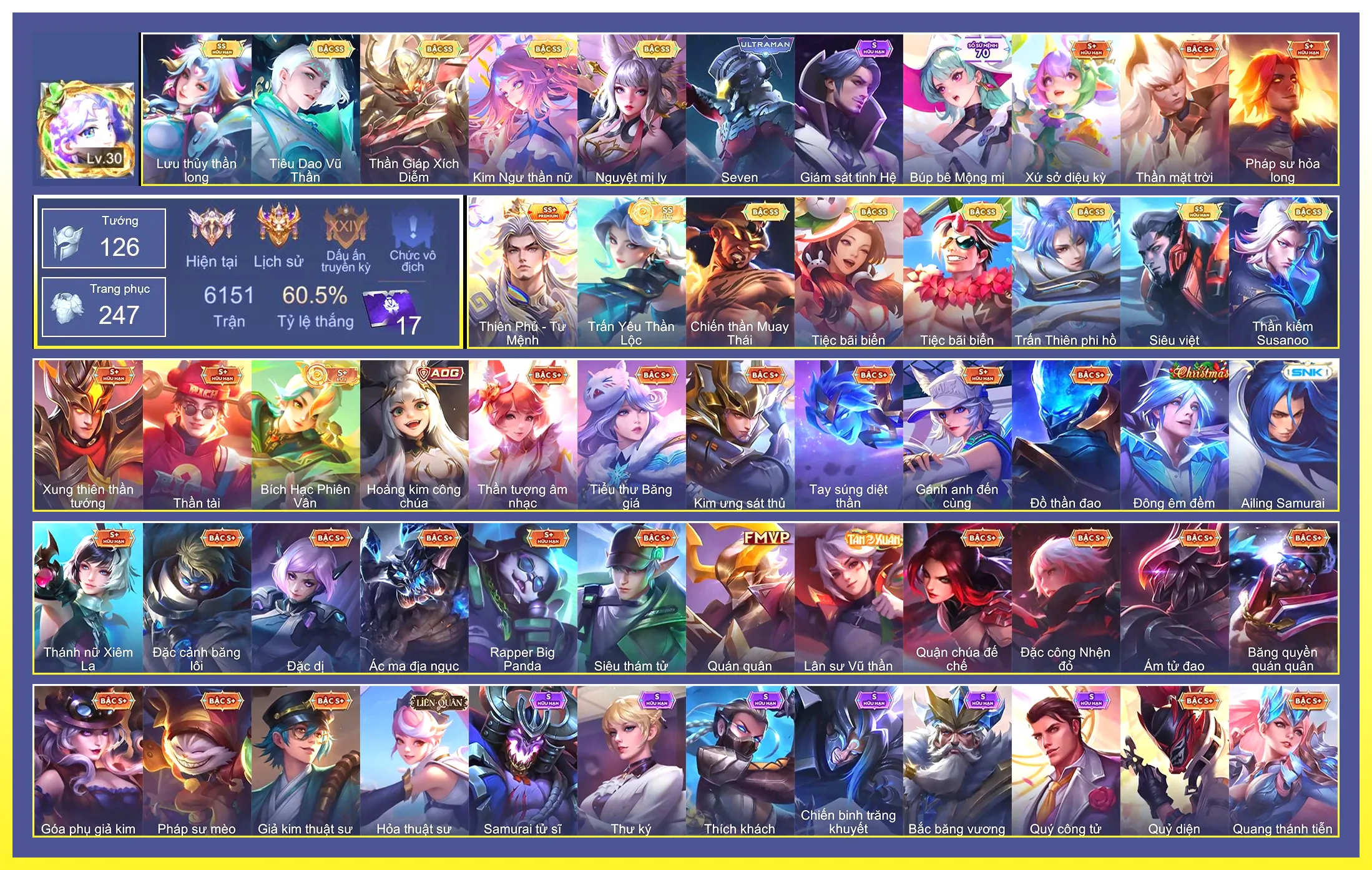 Ảnh Richter Thần Kiếm Susanoo, Murad Siêu việt, Yena Trấn Yêu Thần Lộc, Ngộ Không Thần Giáp Xích Diễm, Bolt Baron Thiên Phủ - Tư Mệnh…