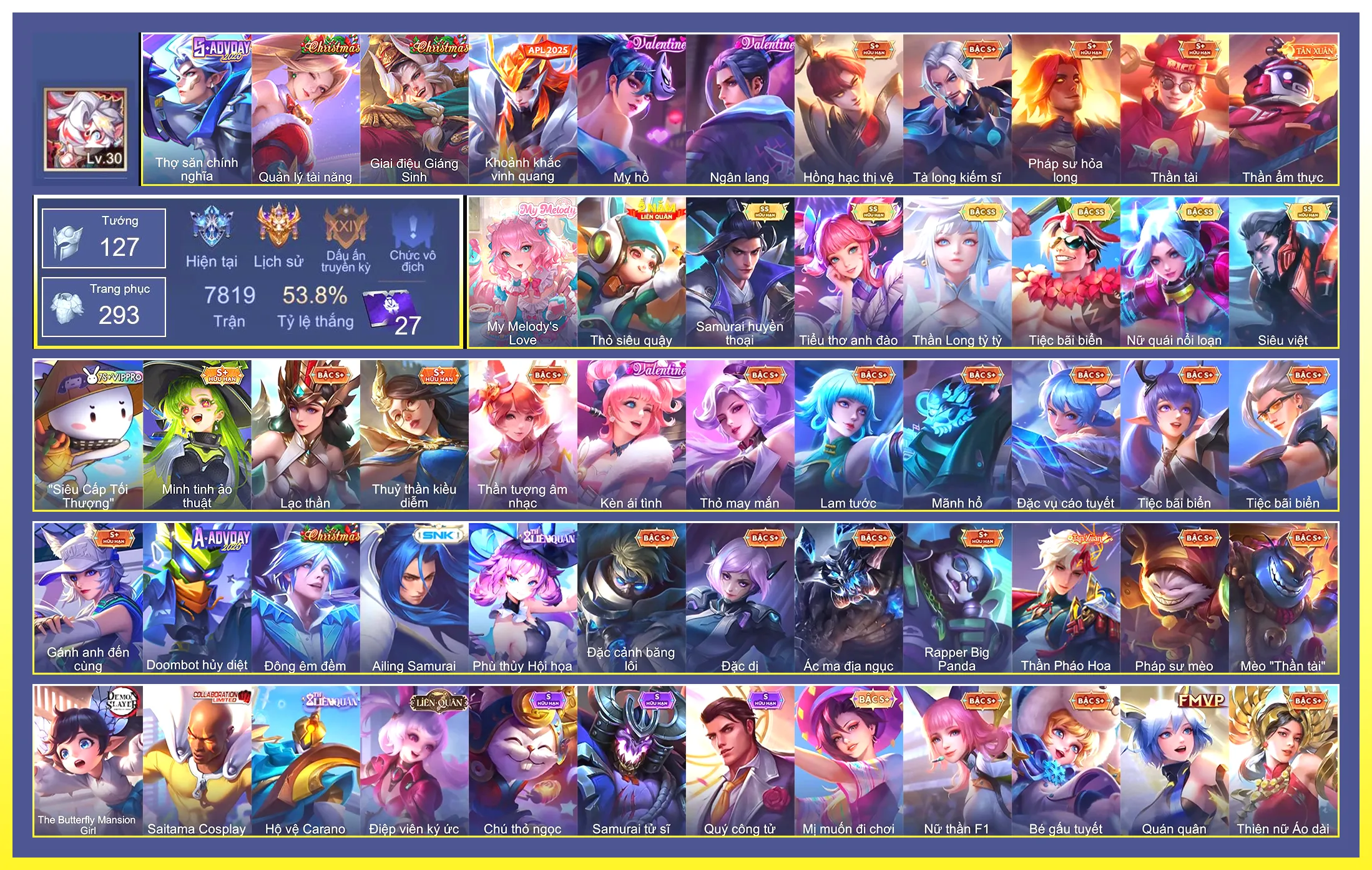 Ảnh Liliana Tiểu thơ anh đào, Violet Thần long tỷ tỷ, Murad Siêu việt, Lữ Bố Tiệc Bãi Biển, Ryoma Samurai Huyền thoại, Butterfly Nữ Quái Nổi Loạn…