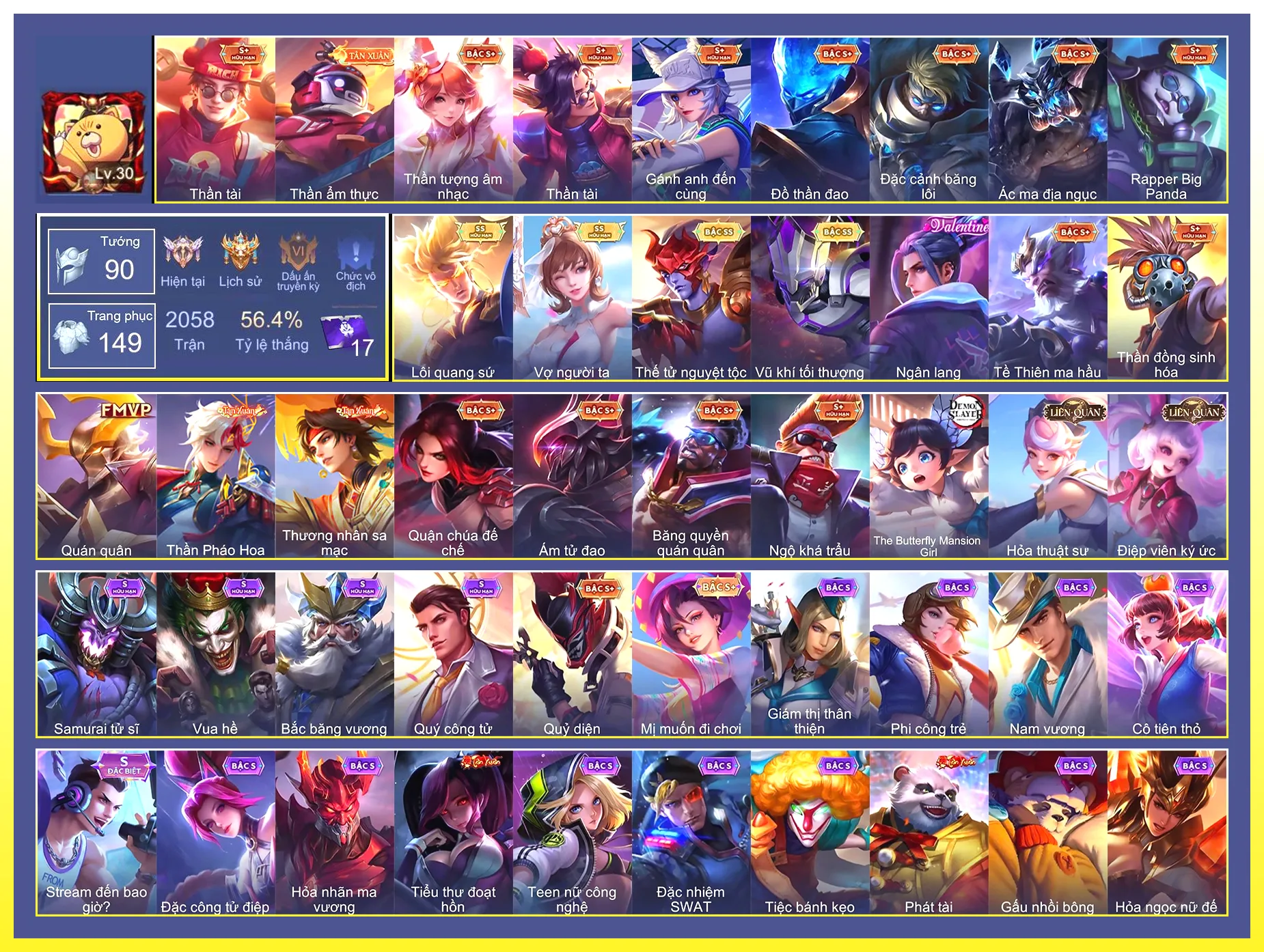 Valhein Vũ khí tối thượng, Violet Vợ người ta, Yorn Thế Tử Nguyệt Tộc, Nakroth Lôi Quang Sứ…