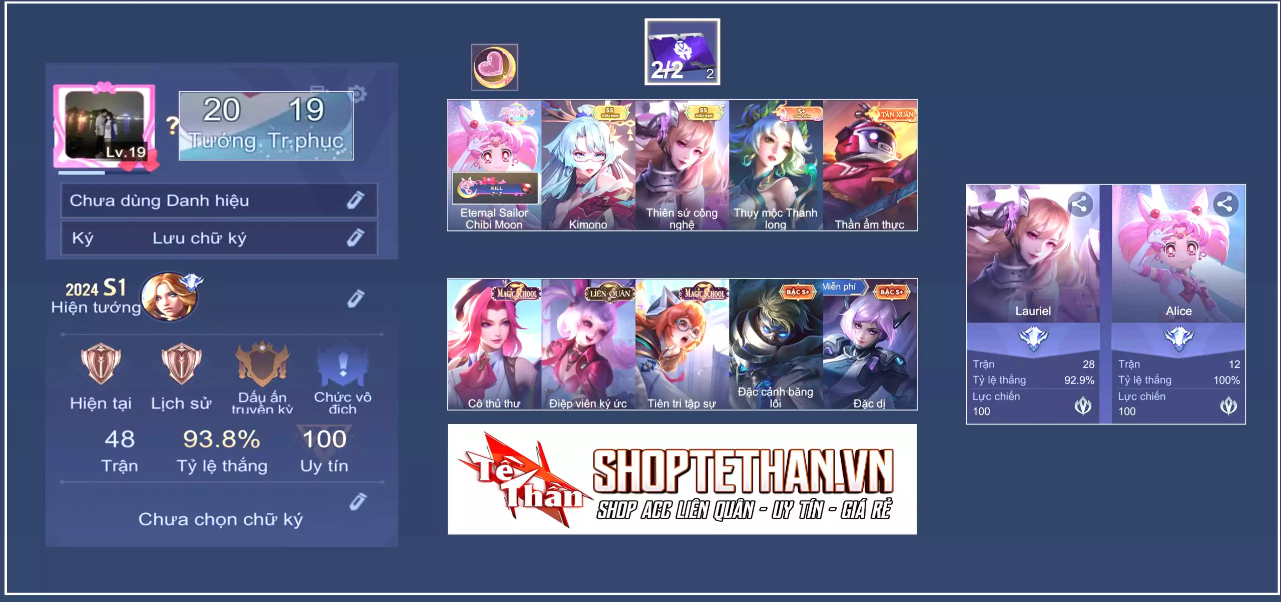 Ảnh Acc reg vip: Rouie thụy mộc thanh long, Alice sailor chibi moon, Veres kimono, Lauriel thiên sứ công nghệ... trắng thông tin