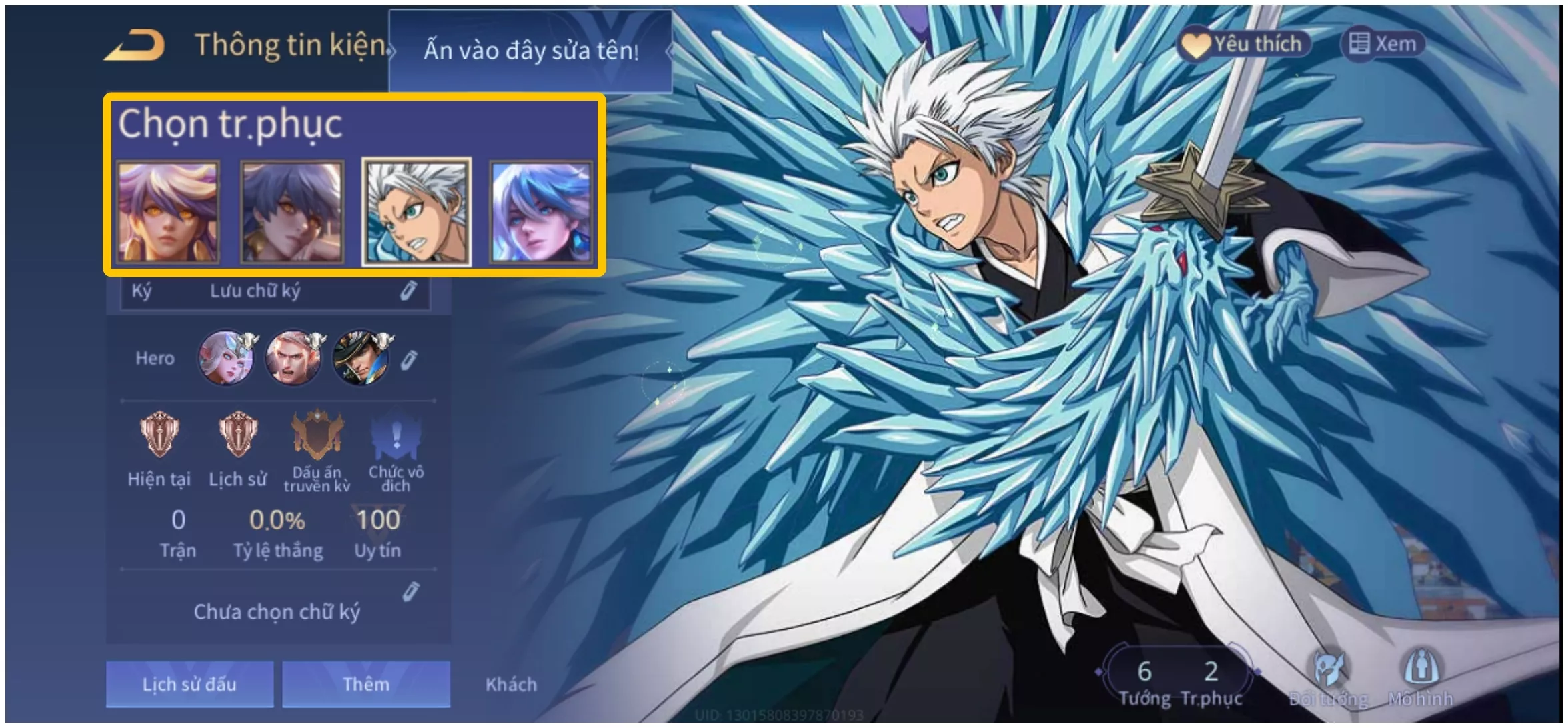 ACC REG LIÊN QUÂN: Bright Toshiro Hitsugaya + AIC khiêu chiến... free đổi tên, trắng thông tin