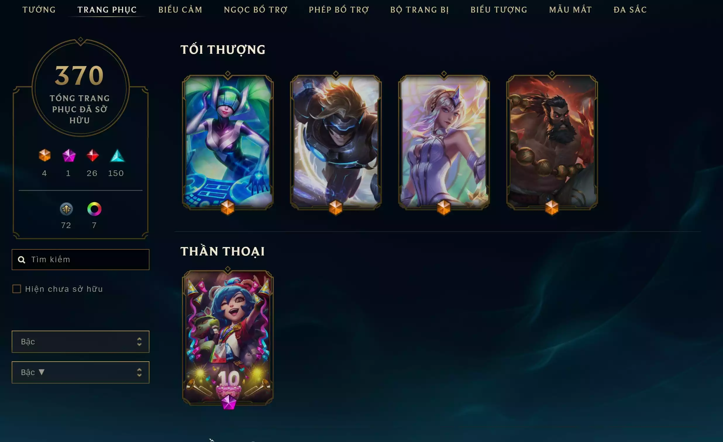 Ảnh 🔰 3 PET TÍ NỊ TÍM 🔰 6 PET TÍ NỊ THƯỜNG ✅ DRX AATROX TÍ NỊ ✅ MORGANA KHỔNG TƯỚC HOÀNG HẬU TÍ NỊ ✅  AKALI K/DA ALL OUT TÍ NỊ ⬆️ TRANG PHỤC - 370 SKIN VIP ⬆️ 26 SKIN ĐỎ