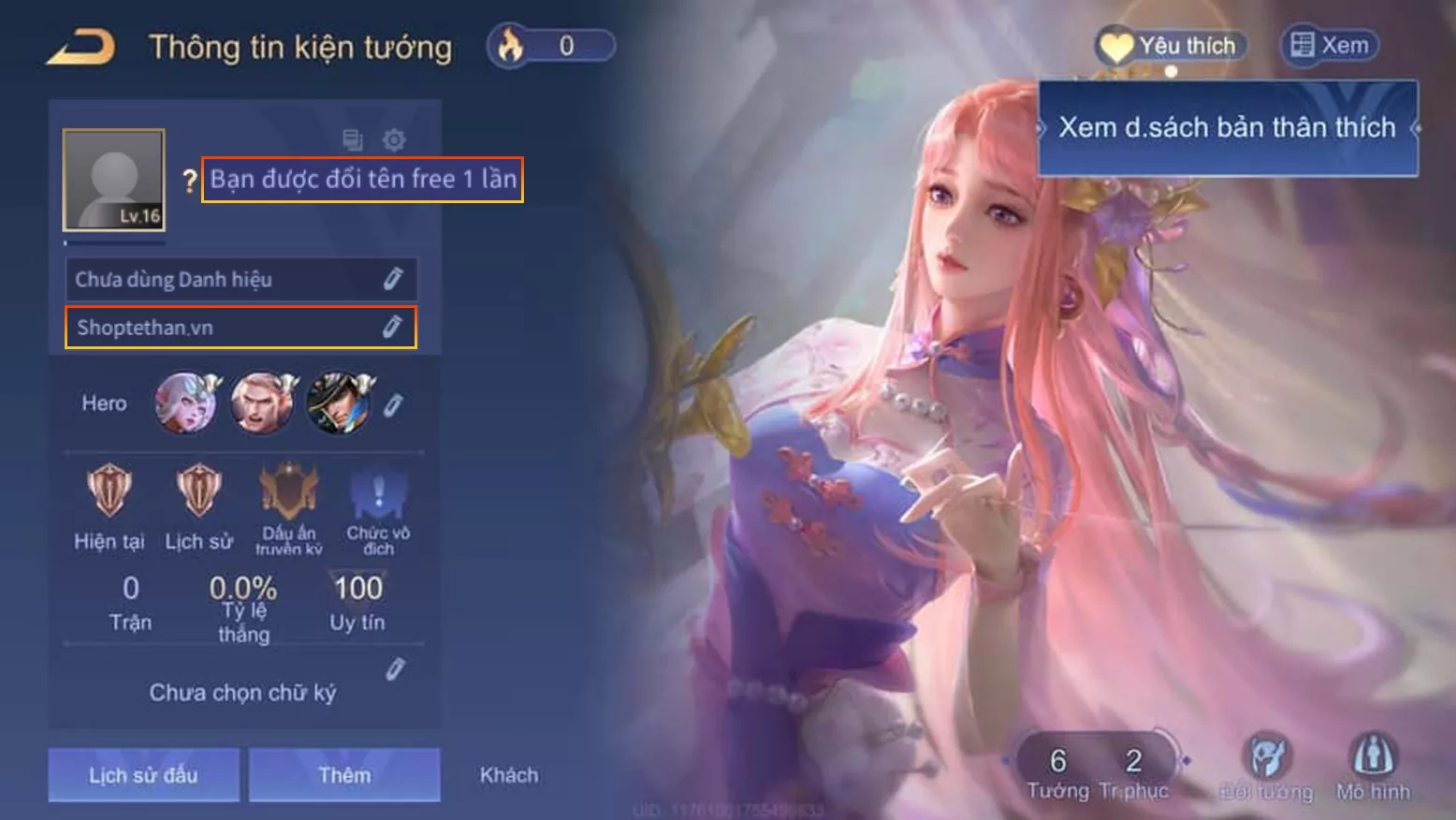 (SALE) ACC REG LIÊN QUÂN: Thuyền thất tịch tiên tử, sẵn tướng, free đổi tên, trắng thông tin