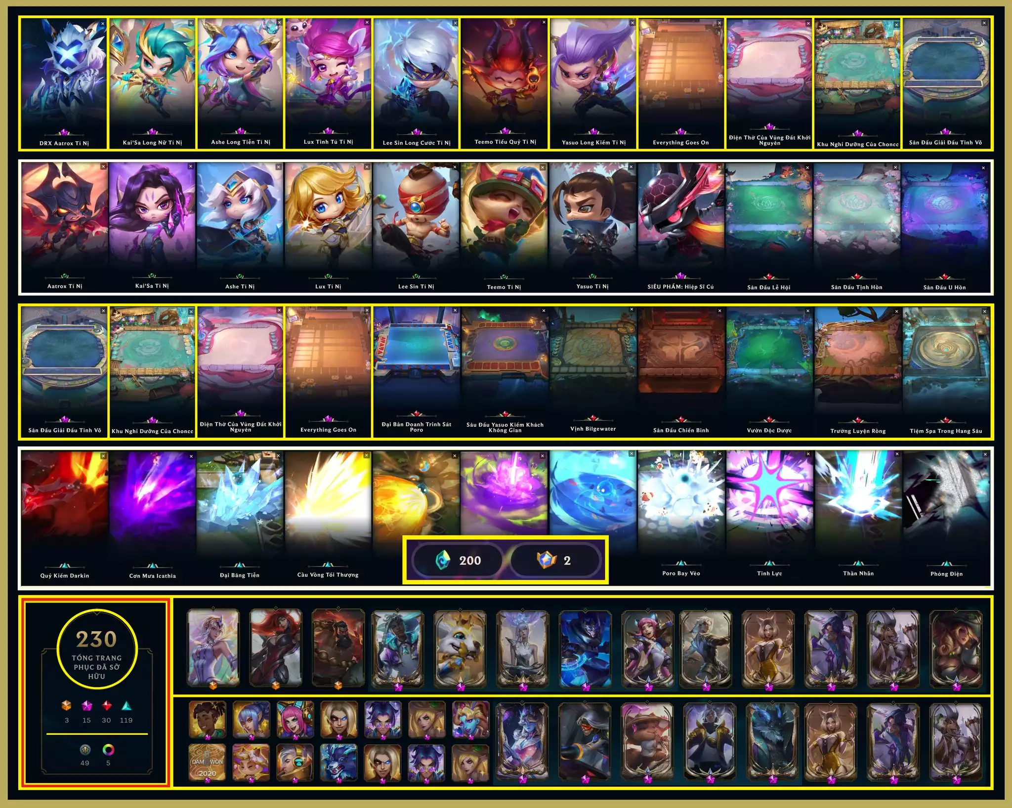 🔰 ACC VIP CHUYÊN TFT - ĐTCL 💎 8 PET TÍ NỊ TÍM  💎 4 SÀN TÍM 💎 7 PET TÍ NỊ THƯỜNG 🔰 230 SKIN (15%) FULL SKIN SHOP 🔰 FULL THÔNG TIN