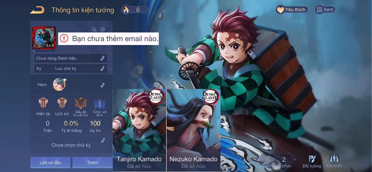 ACC REG: Yan Tanjiro Kamado + Keera Nezuko Kamado, sẵn tướng, trắng thông tin, free đổi tên