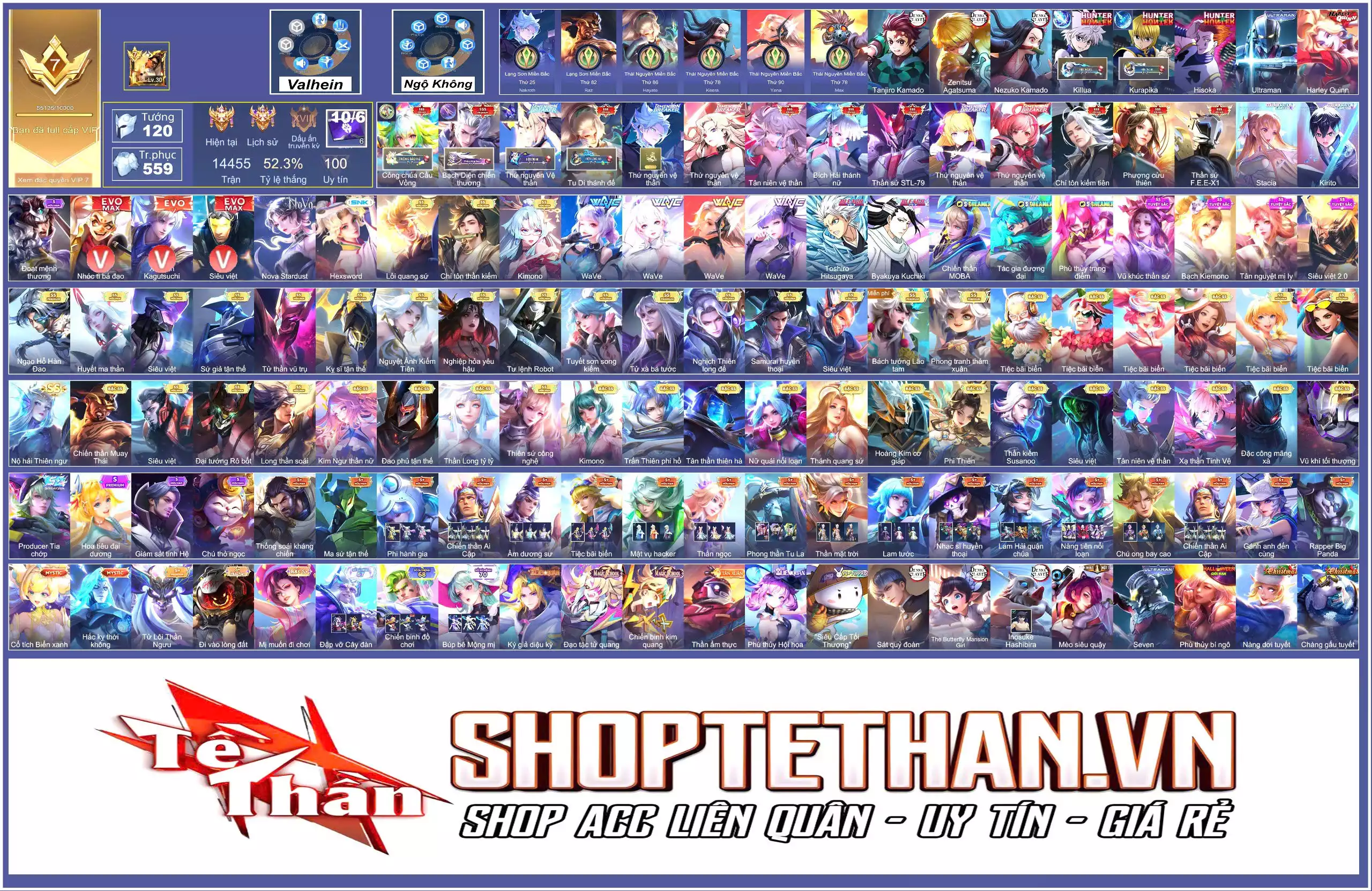 14 SSS, Kirito/Stacia v2, Ryo ultraman, full DemonSlayer, full HunterxHunter...