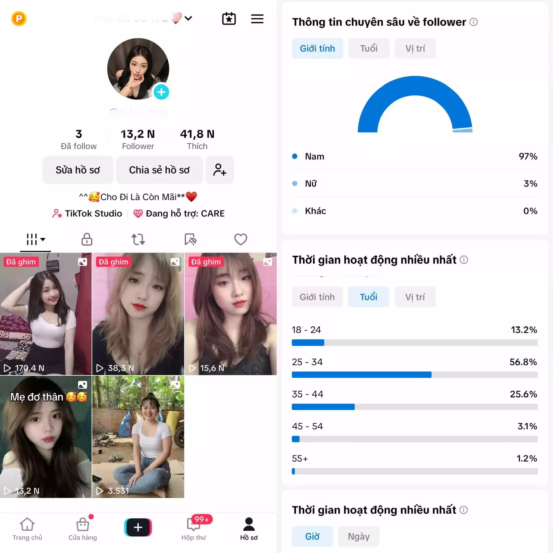 Chủ đề : Idol Nữ - Follow VN - Có Live Studio, Tiktok Shop - An toàn, Bao đổi thông tin chính chủ.