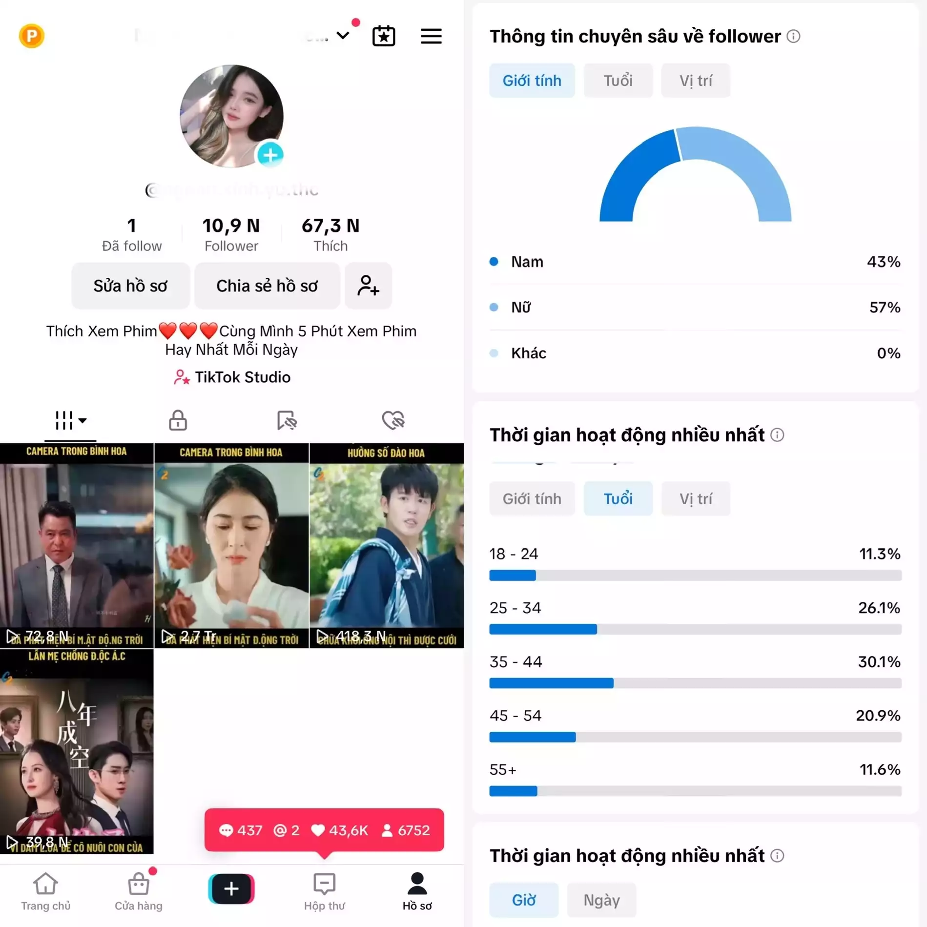 Chủ đề : Phim - Follow VN - Có Live Studio, Tiktok Shop - An toàn, Bao đổi thông tin chính chủ.