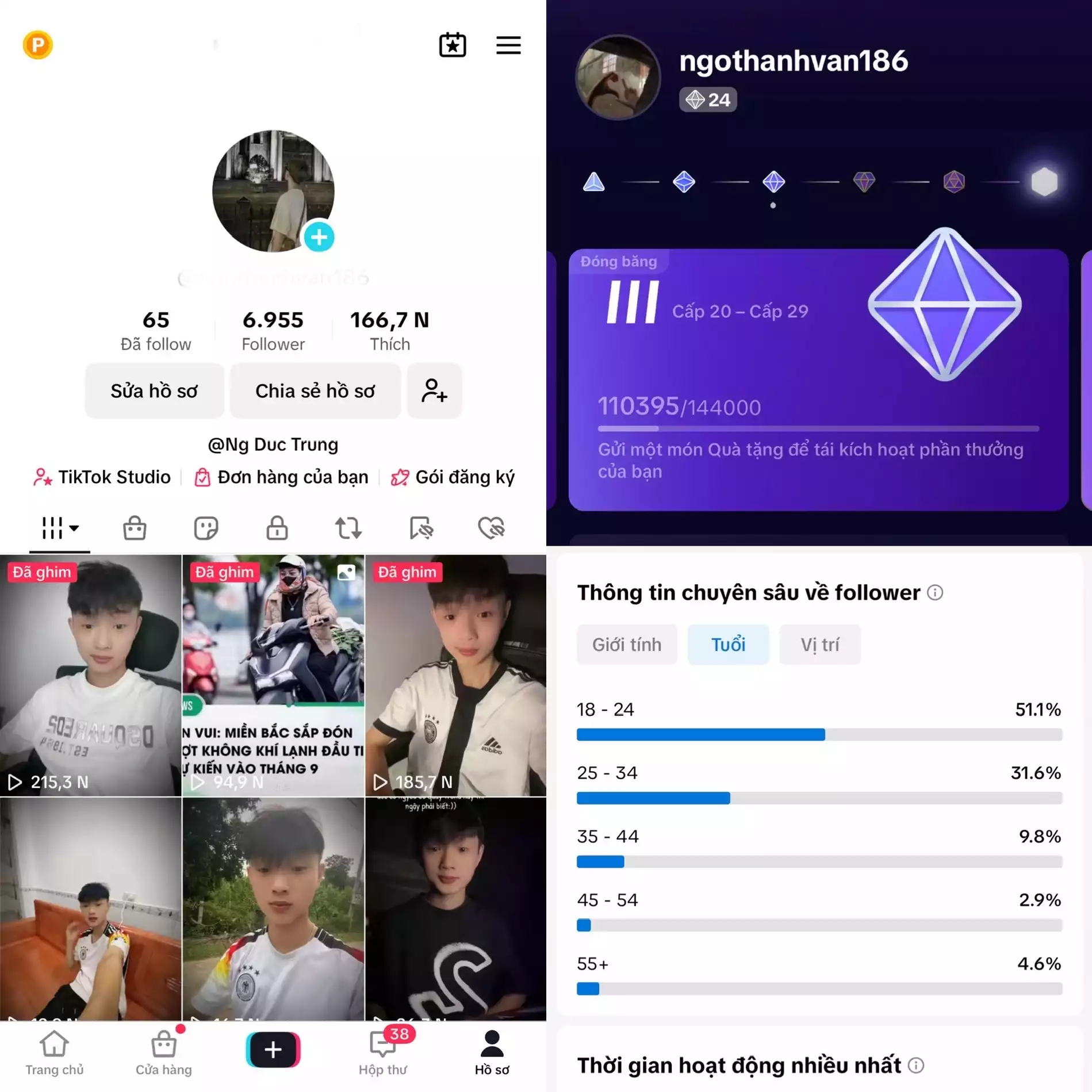 Cá Nhân Nam Level 24 - Follow VN - Có Live Studio, Tiktok Shop - An toàn, Bao đổi thông tin chính chủ.