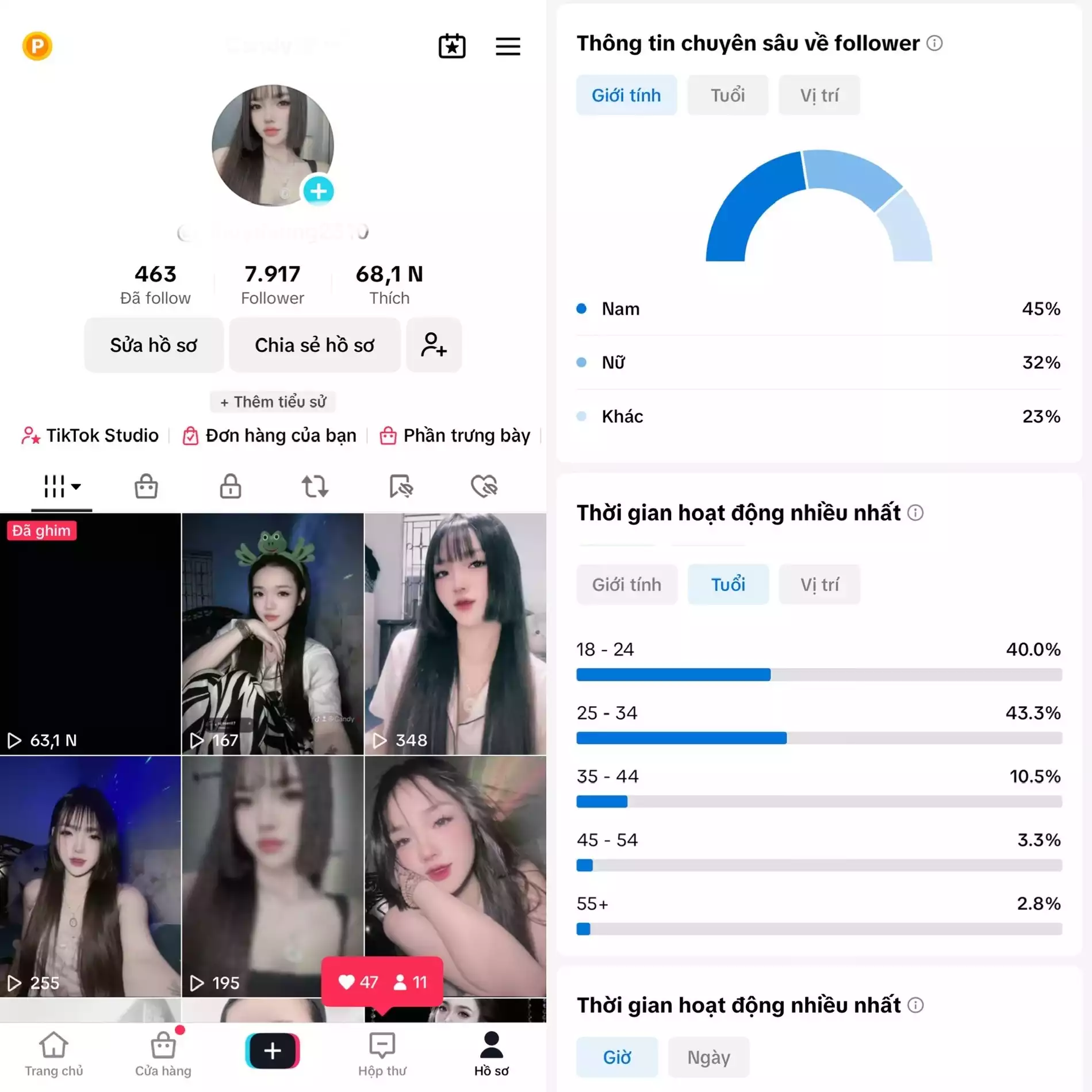 Chủ đề : Cá Nhân Nữ - Follow VN - Có Live Studio, Tiktok Shop - An toàn, Bao đổi thông tin chính chủ.