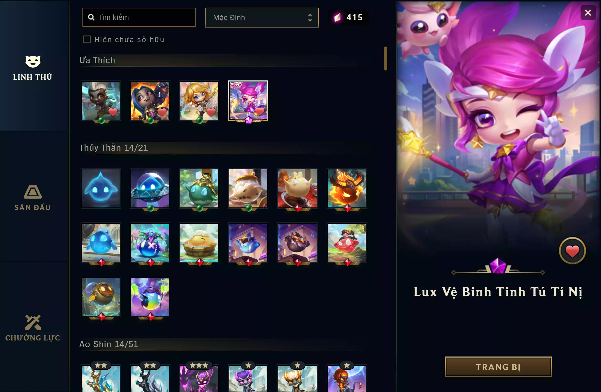 Ảnh 🔰 COMBO CHIBI SIÊU VIP 🔰 LUX TINH TÚ TÍ NỊ ✅ SÀN - EVERYTHING GOSE ON ✅ LUX TÍ NỊ - JINX TÍ NỊ - EKKO TÍ NỊ ⬆️ TRANG PHỤC - 773 SKIN ⬆️ TRANG PHỤC TÍM - 35 SKIN (SIÊU VIP) ✅ RẤT NHIỀU BỘ VIP FULL KHUNG SKIN ✅ 30 BIỂU TƯỢNG BẬC TÍM 🍁 CÓ THẺ ĐỔI TÊN INGAME