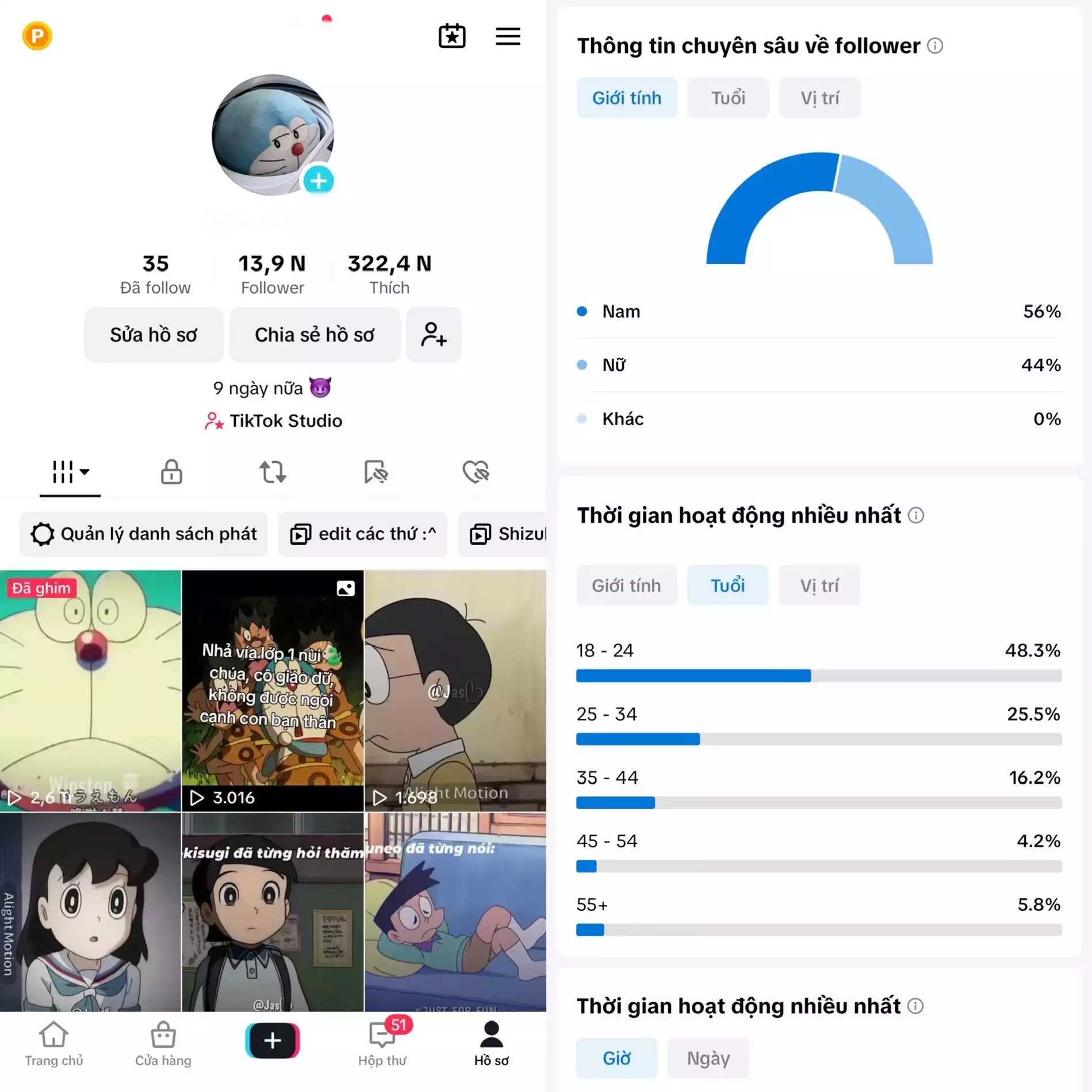 Chủ đề : Doraemon - Follow VN - Có Live Studio, Tiktok Shop - An toàn, Bao đổi thông tin chính chủ.