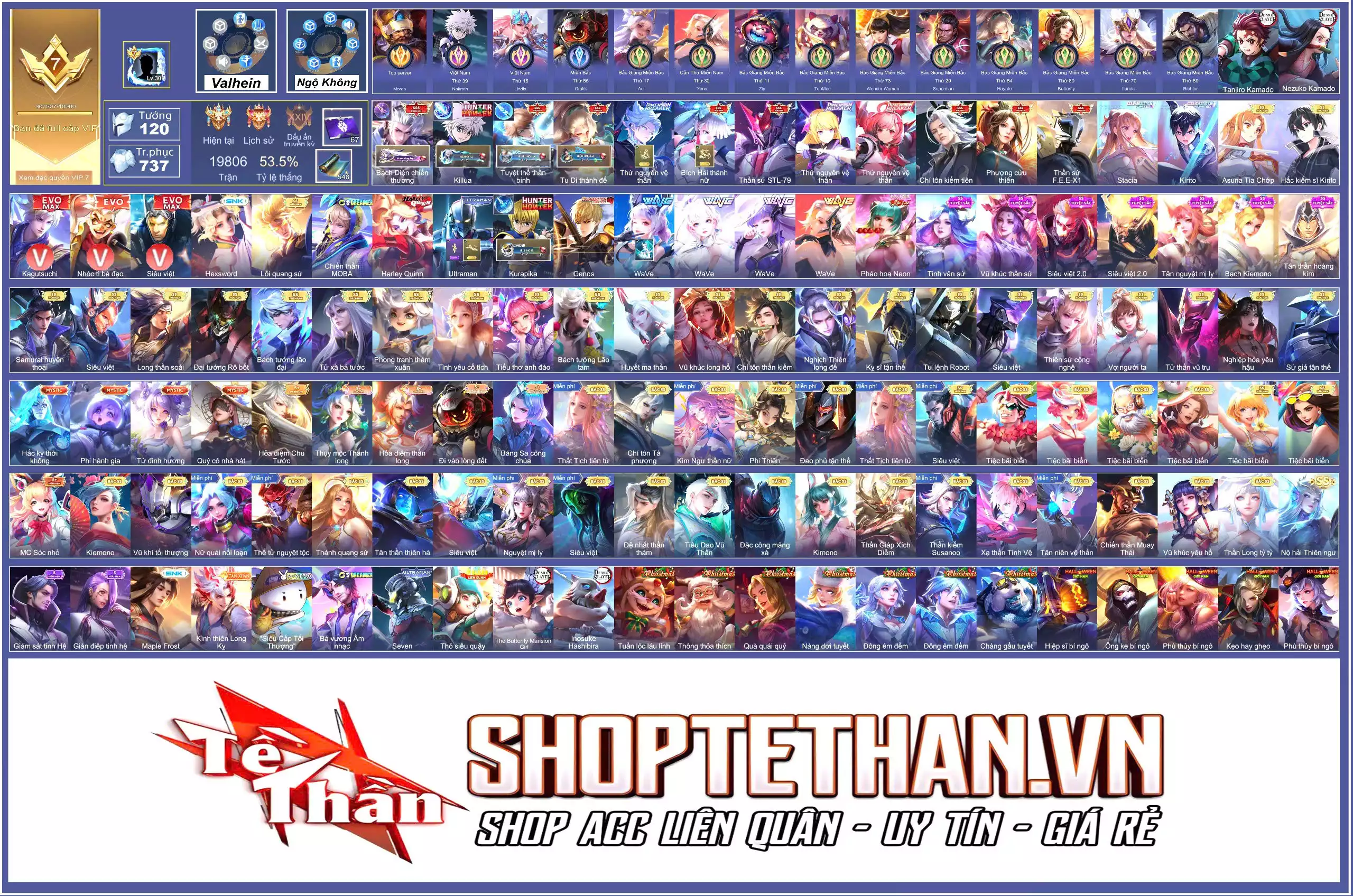 MÁC THÁCH ĐẤU, CỤC VÀNG : Moren, 11 SSS, Buter V1 V2, Allian V1 V2 Yan Tanjiro Kamado,  Enzo Kurapika, Nakroth Killua...