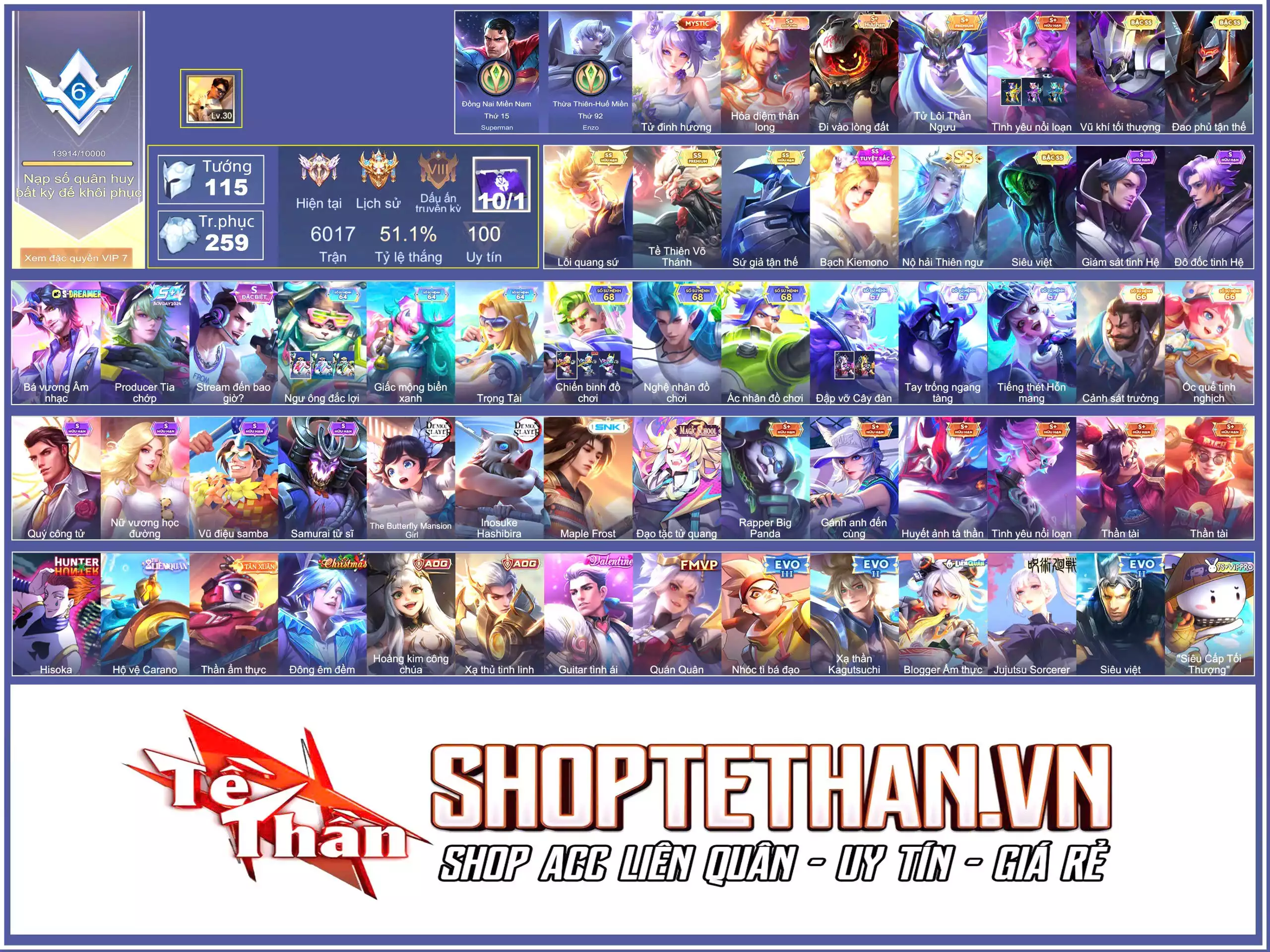 Ảnh Valhein Vũ khí tối thượng, Raz Siêu việt, Nakroth Lôi Quang Sứ, Elsu Sứ giả tận thế, Omen Đao phủ tận thế, Ngộ Không Tề Thiên Võ Thánh...MỖI SĐT