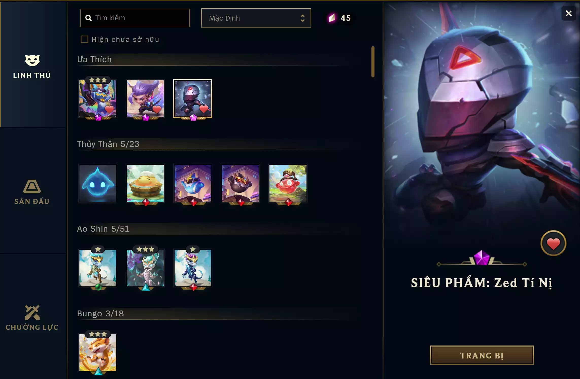 Ảnh 🔰 PET TÍM ▶ YASUO LONG KIẾM TÍ NỊ ▶ SIÊU PHẨM ZED TÍ NỊ ▶ WHISKER HIỂM HỌA SIÊU CẤP ⬆️ TRANG PHỤC - 300 SKIN ⬆️ CỰC KÌ NHIỀU SKIN VIP 🍁 UNRANK ĐƠN/ĐÔI ️🍁 RANK TFT - VÀNG IV 🍁 CÓ THẺ ĐỔI TÊN INGAME