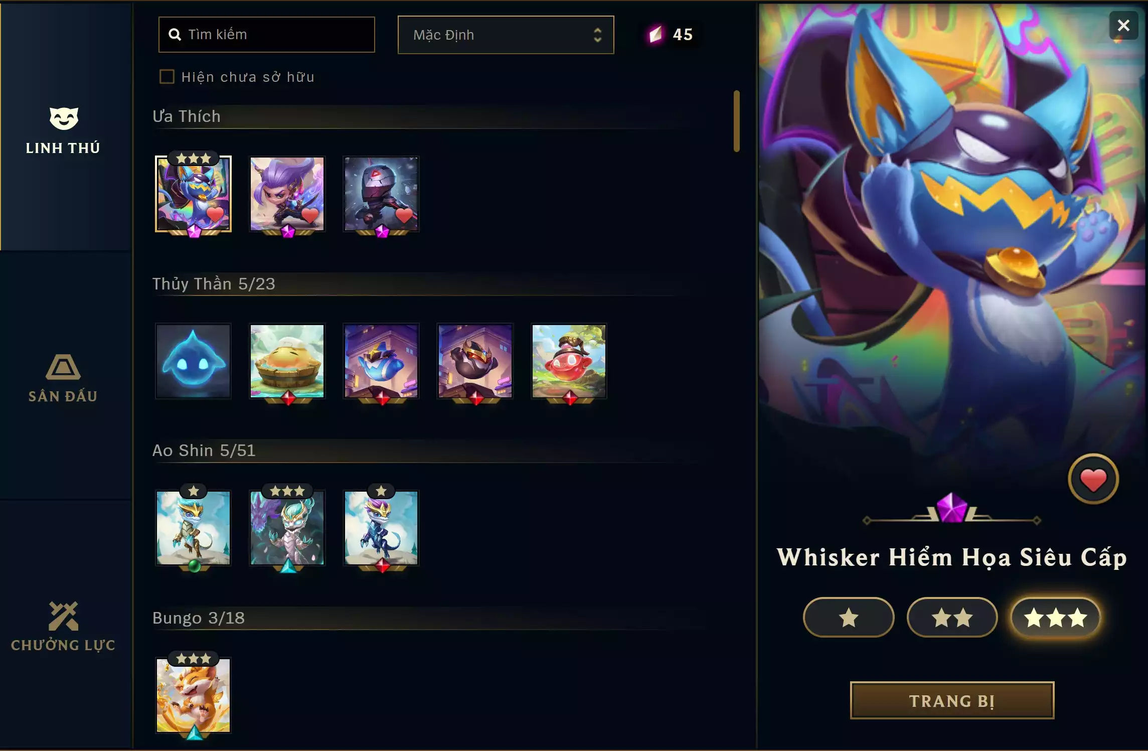 Ảnh 🔰 PET TÍM ▶ YASUO LONG KIẾM TÍ NỊ ▶ SIÊU PHẨM ZED TÍ NỊ ▶ WHISKER HIỂM HỌA SIÊU CẤP ⬆️ TRANG PHỤC - 300 SKIN ⬆️ CỰC KÌ NHIỀU SKIN VIP 🍁 UNRANK ĐƠN/ĐÔI ️🍁 RANK TFT - VÀNG IV 🍁 CÓ THẺ ĐỔI TÊN INGAME