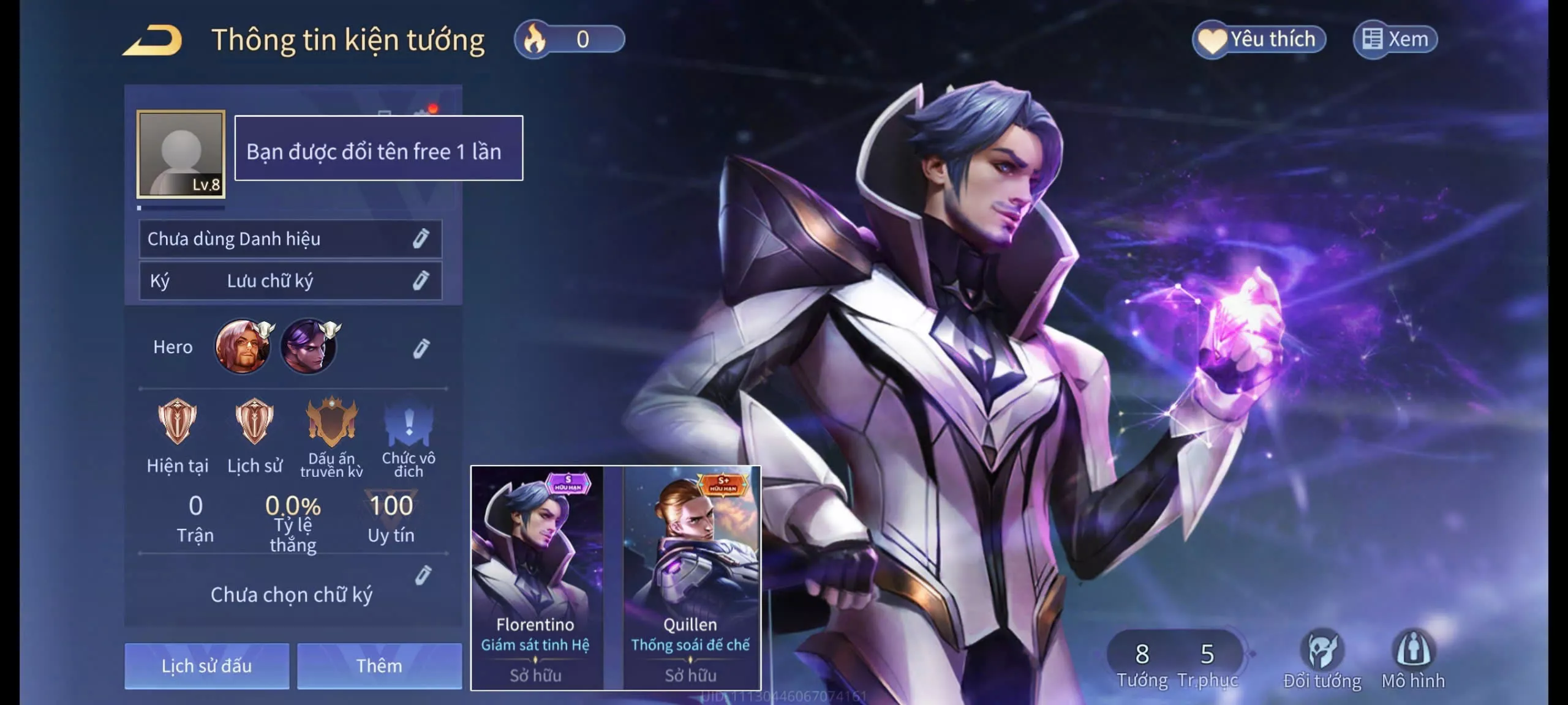 ACC REG: Florentino giám sát tinh hệ, Quillen thống soái đế chế… trắng thông tin, free đổi tên, sẵn tướng