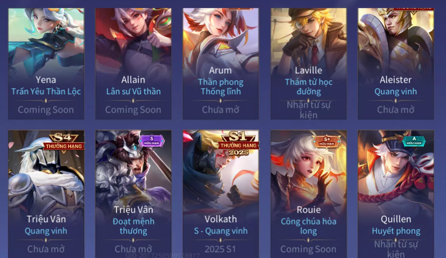 Ảnh FULL SKIN HỢP TÁC, GẦN FULL SKIN SSS(Thiếu Liliana), Mác Thách Đấu,  20 Ấn Cao Thủ, đổi được Avatar... Bảo hành đầy đủ