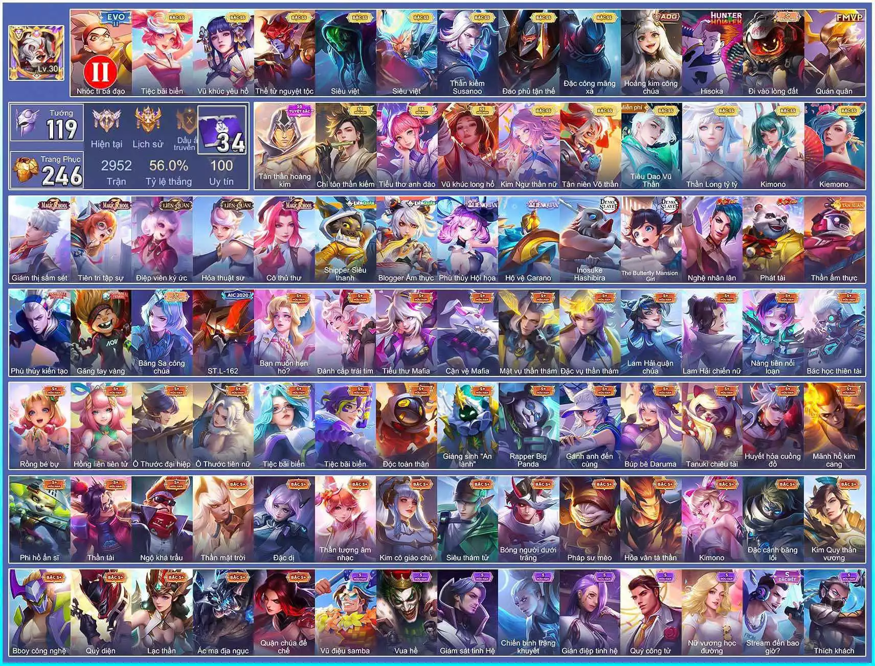 Ảnh Murad chí tôn, Tulen tuyệt sắc, Lili anh đào, Vio tỷ tỷ, Butter kim ngư, Ngộ tân niên, Tulen tiêu dao...