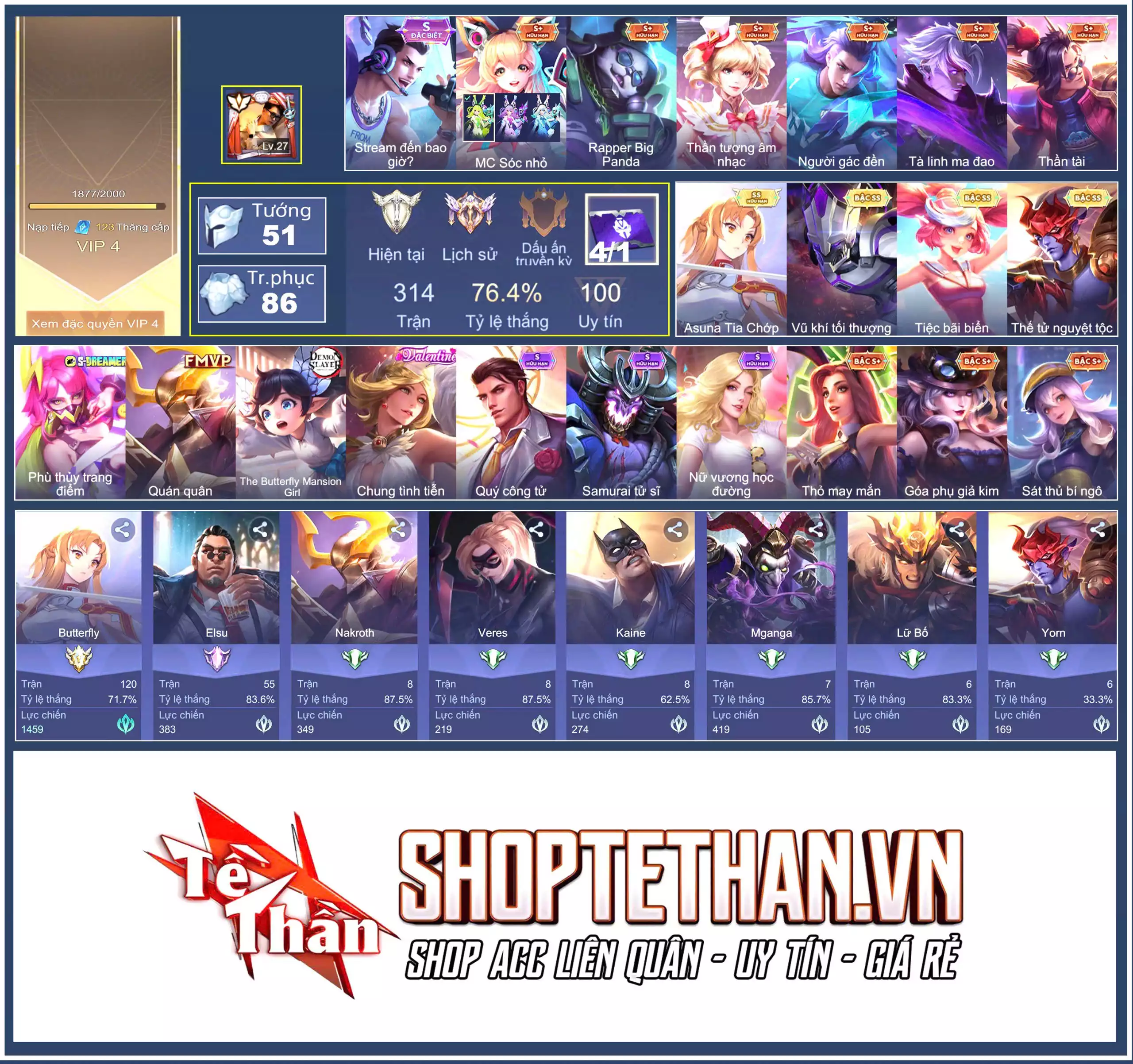 Butterfly Asuna Tia chớp, Valhein Vũ khí tối thượng, Krixi Tiệc Bãi Biển, Butterfly Asuna Tia chớp, Yorn Thế Tử Nguyệt Tộc...MỖI SĐT