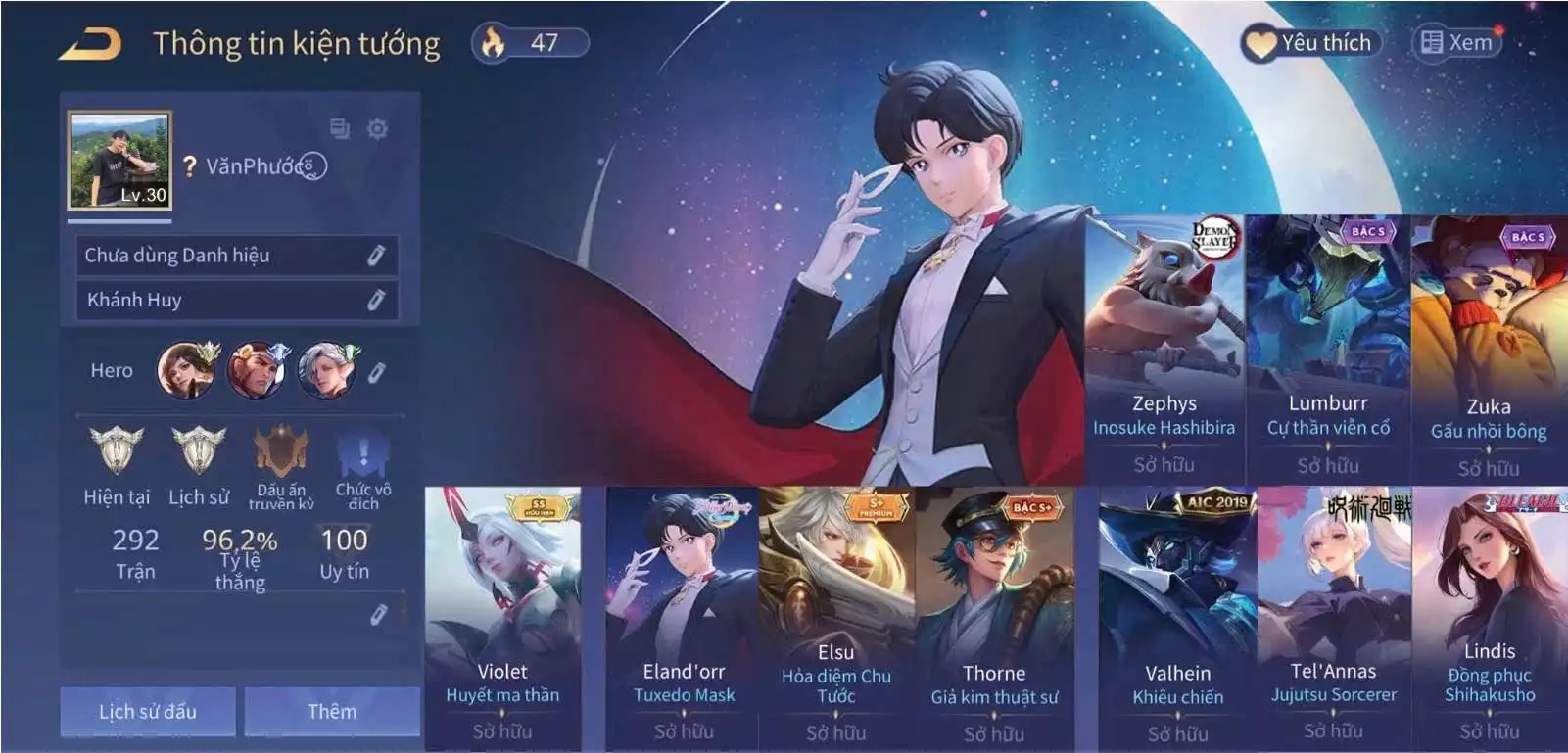 Elandorr-Tuxedo, Violet Huyết Ma Thần, Elsu Hỏa diệm Chu Tước ...