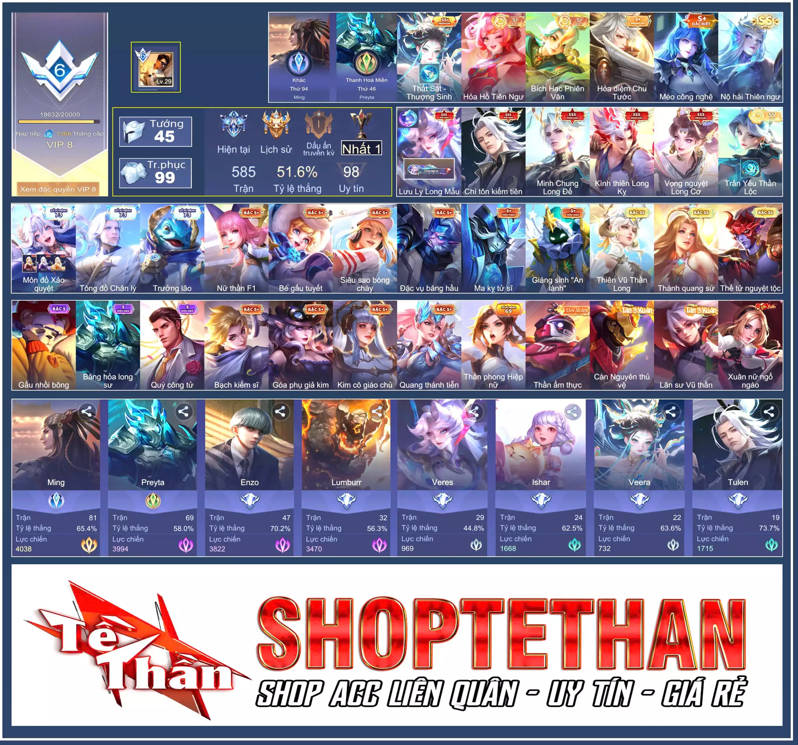Violet Vọng nguyệt Long Cơ, Bijan Kình thiên Long Kỵ, Triệu Vân Minh Chung Long Đế, Tulen Chí tôn kiếm tiên, Veres Lưu ly Long mẫu... trắng thông tin