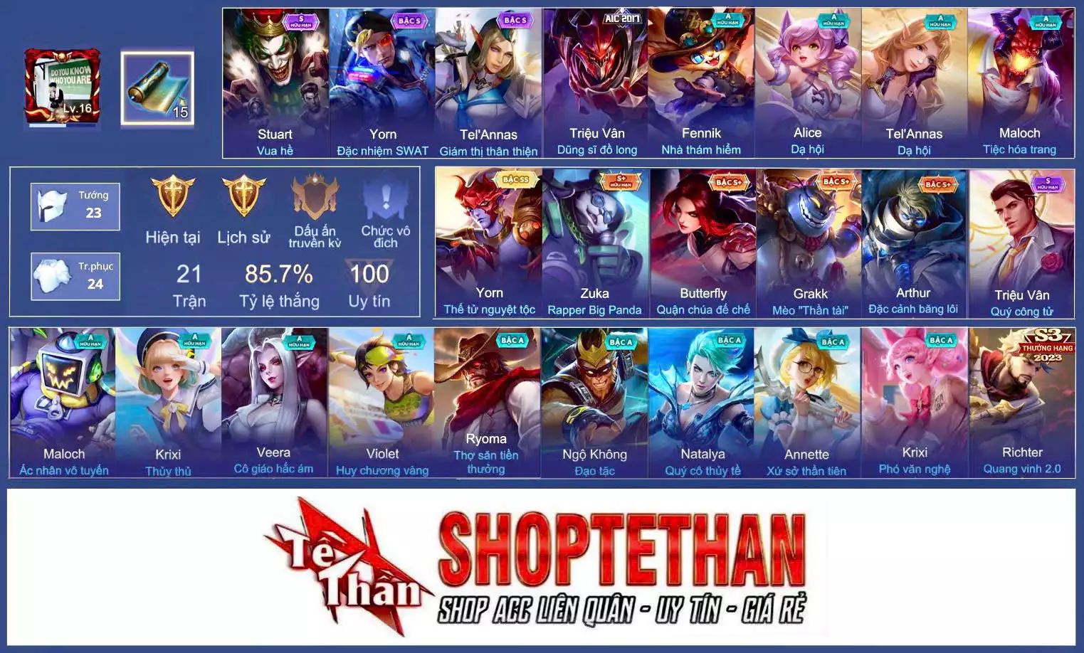 Yorn Thế Tử Nguyệt Tộc, Stuart Vua hề, Richter Quang vinh 2.0, Fennik Nhà thám hiểm, Ryoma Thợ Săn Tiền Thưởng...TRẮNG THÔNG TIN