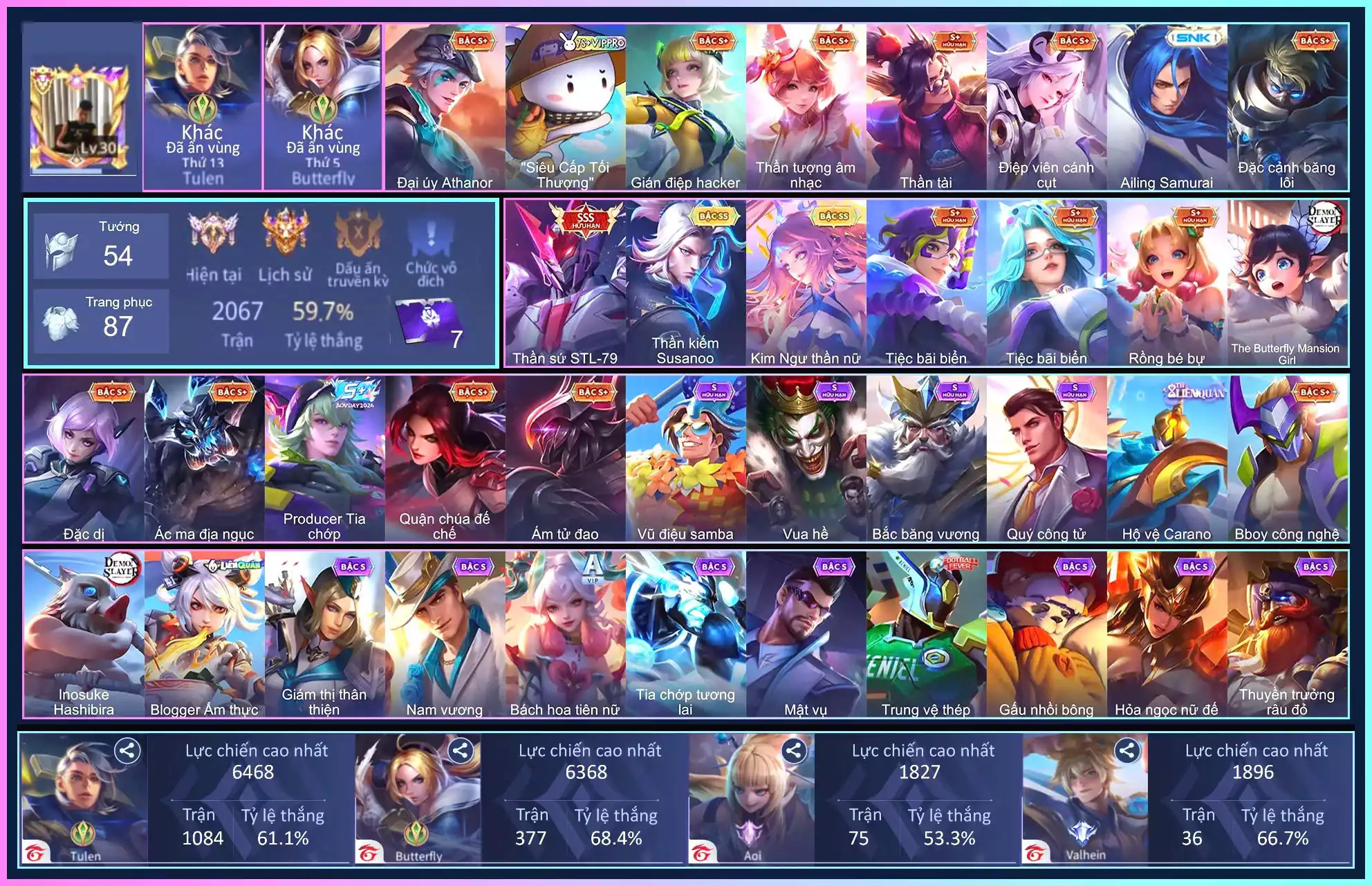 Tulen Thần sứ ST.L-79, Butterfly Kim ngư thần nữ, Richter Kiếm thần Susanoo..