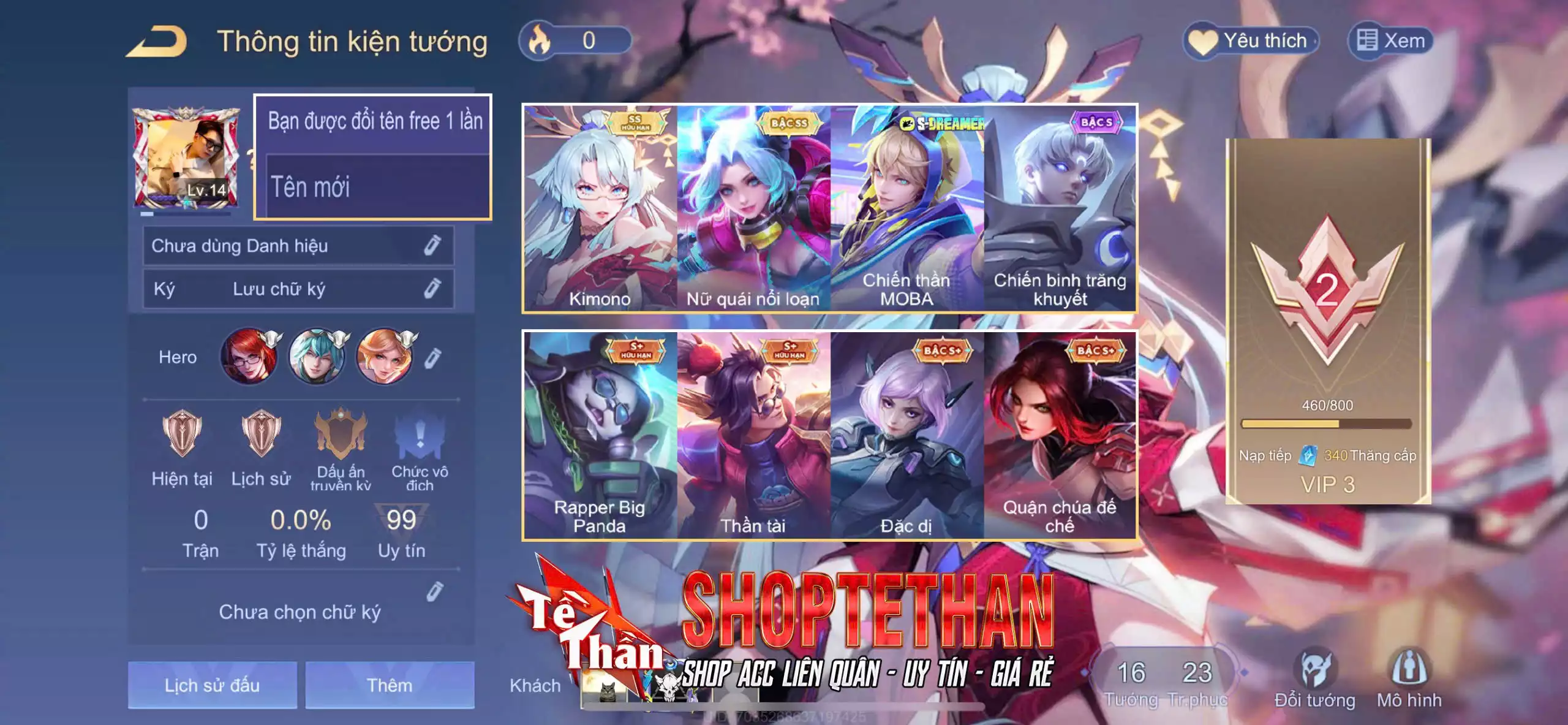 Butterfly Nữ Quái Nổi Loạn, Veres Kimono, Laville Chiến thần MOBA...TRẮNG THÔNG TIN