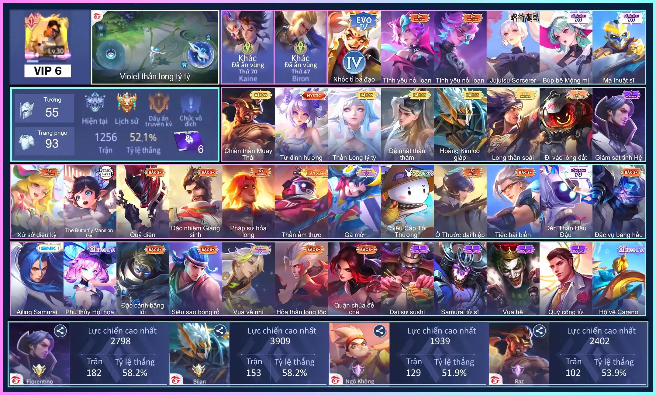 Valhein Đệ nhất thần thám, Violet Thần long tỷ tỷ, Raz Chiến thần Muay Thái, Bijan Hoàng kim cơ giáp, Yorn Long thần soái...