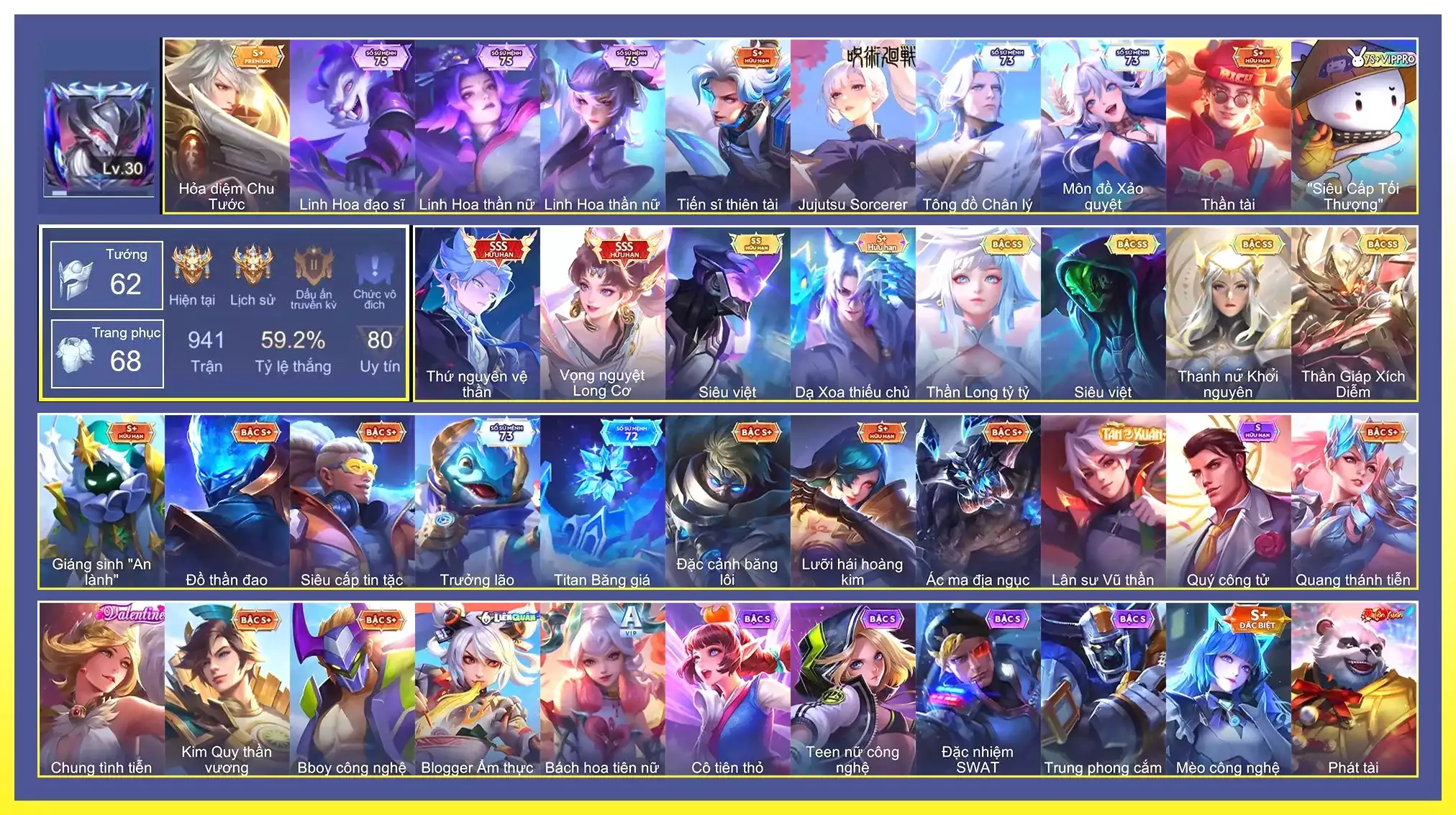 Violet Thần long tỷ tỷ, Ngộ Không Thần Giáp Xích Diễm, Zephys Siêu việt, Raz Siêu việt|CÁC SKIN SSS: Violet Vọng nguyệt Long Cơ, Nakroth thứ nguyên vệ thần…